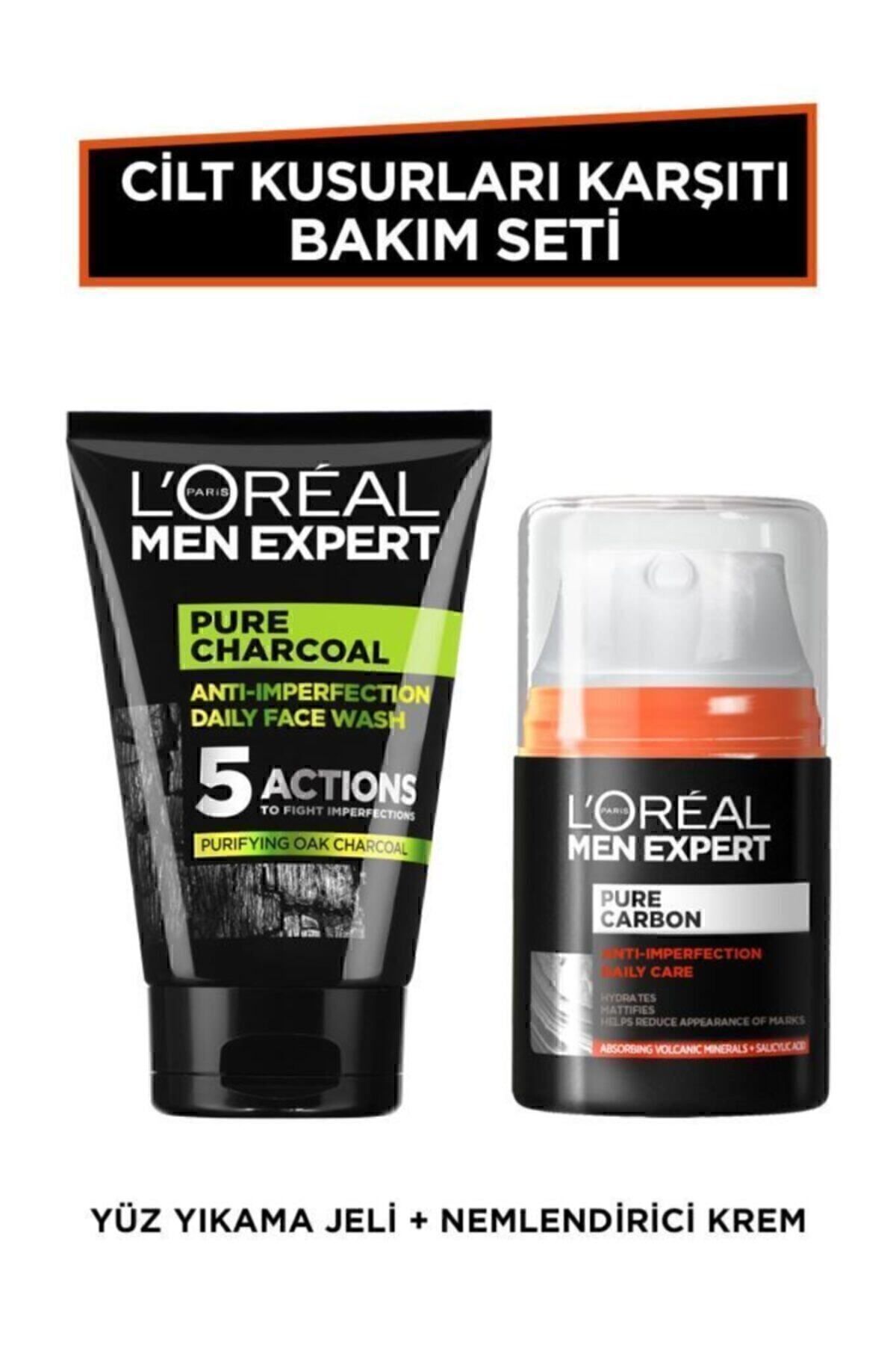 L'Oreal Paris Men Expert Cilt Kusurları Karşıtı Erkek Bakım Seti - Yüz Yıkama Jeli 100ml + Günlük Nemlendirici Krem 50ml