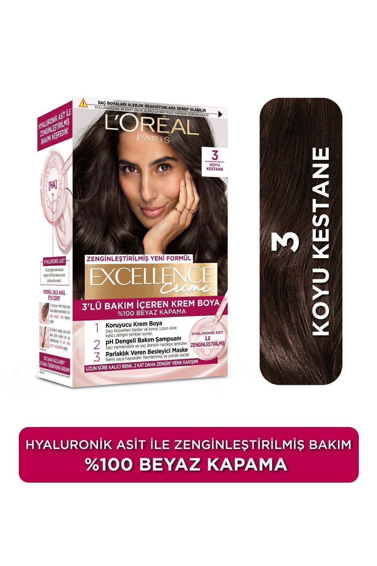 L'Oreal Paris Excellence Creme Saç Boyası 3 Koyu Kestane