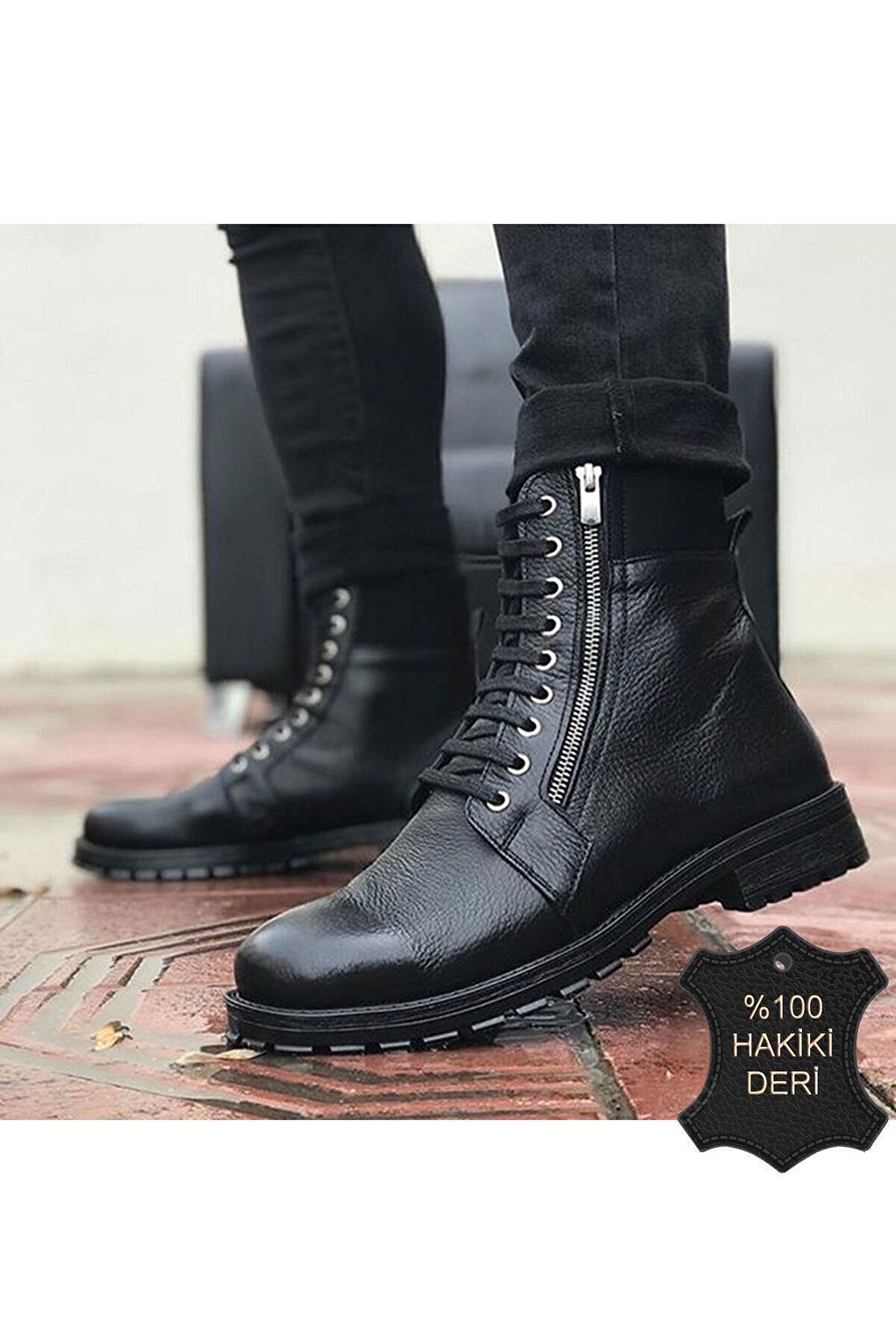 TEET Silvio Men's Leather Military Boots with Zipper UK Ubuy