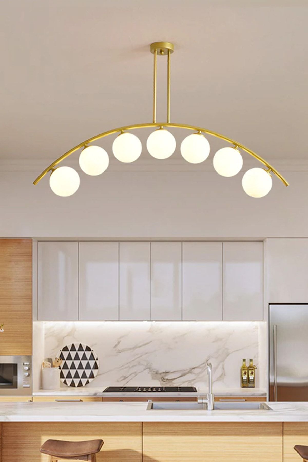 Apliqa Fralde 7 Li Gold Modern Mutfak Cafe Restoran için Uygun Retro Salon Avize