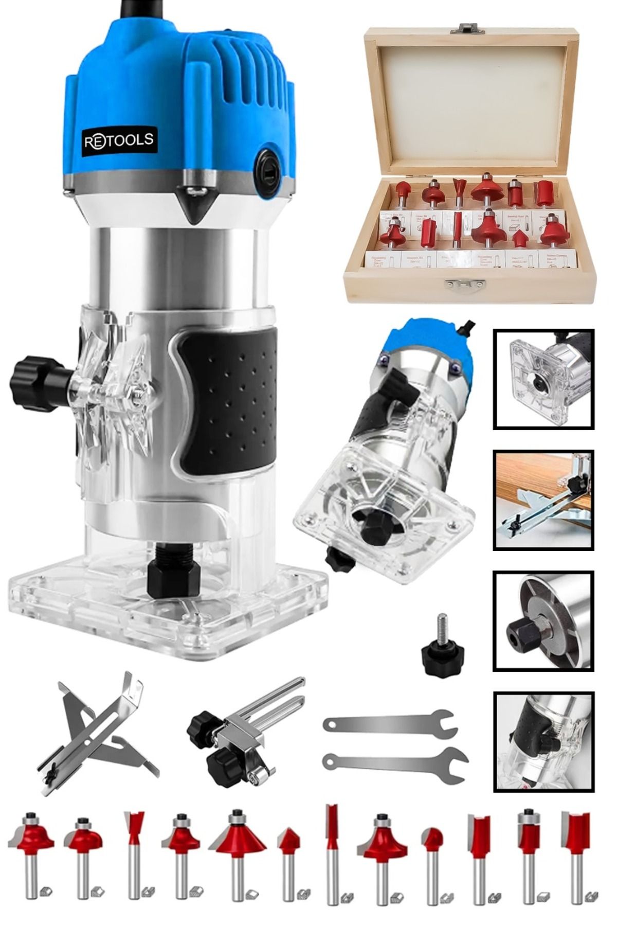 RETOOLS 600W GÜÇLÜ FREZE VE UÇ SETİ - YÜKSEK  VE ESTETİK ŞEKİLLENDİRME İÇİN!