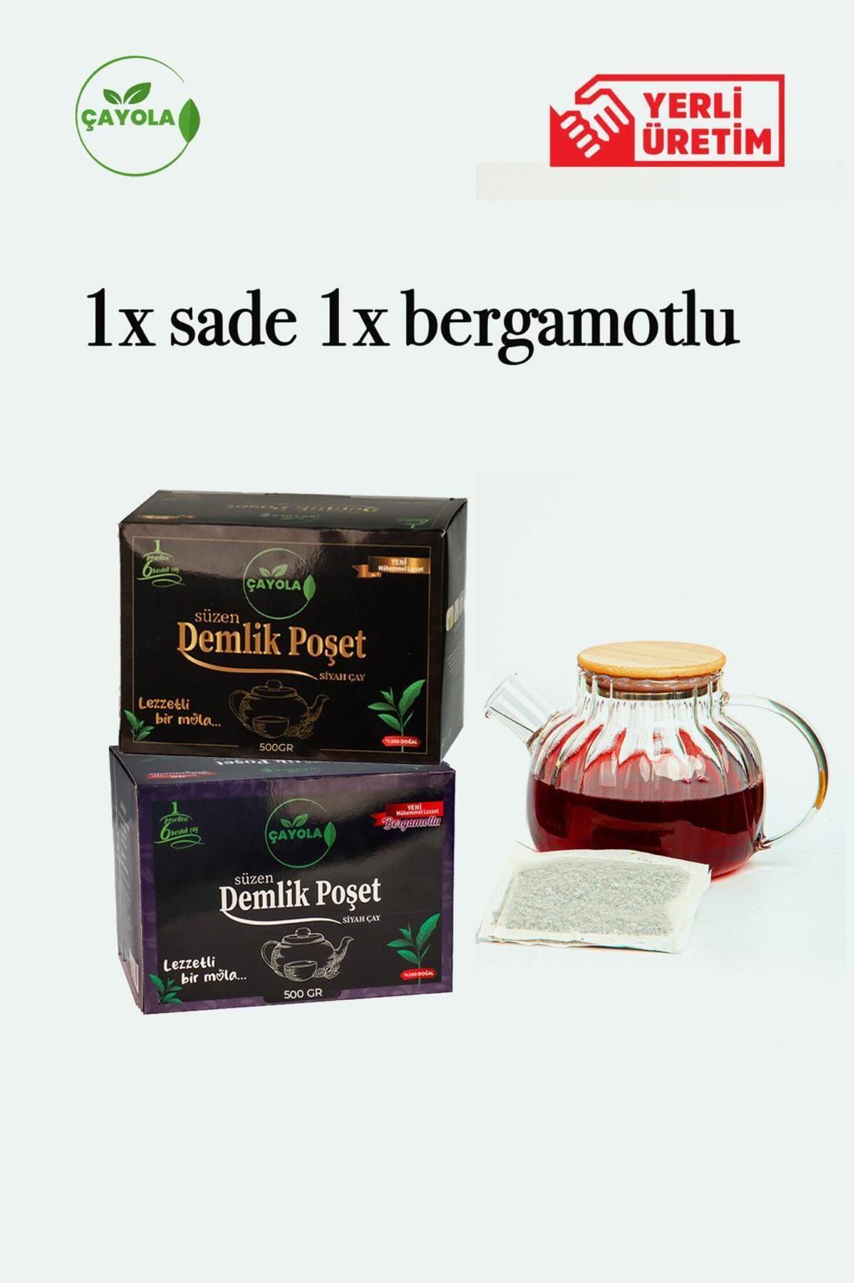 çayola 1 ADET SADE 1 ADET BERGAMOTLU DEMLİK POŞET PREMİUM ÇAY