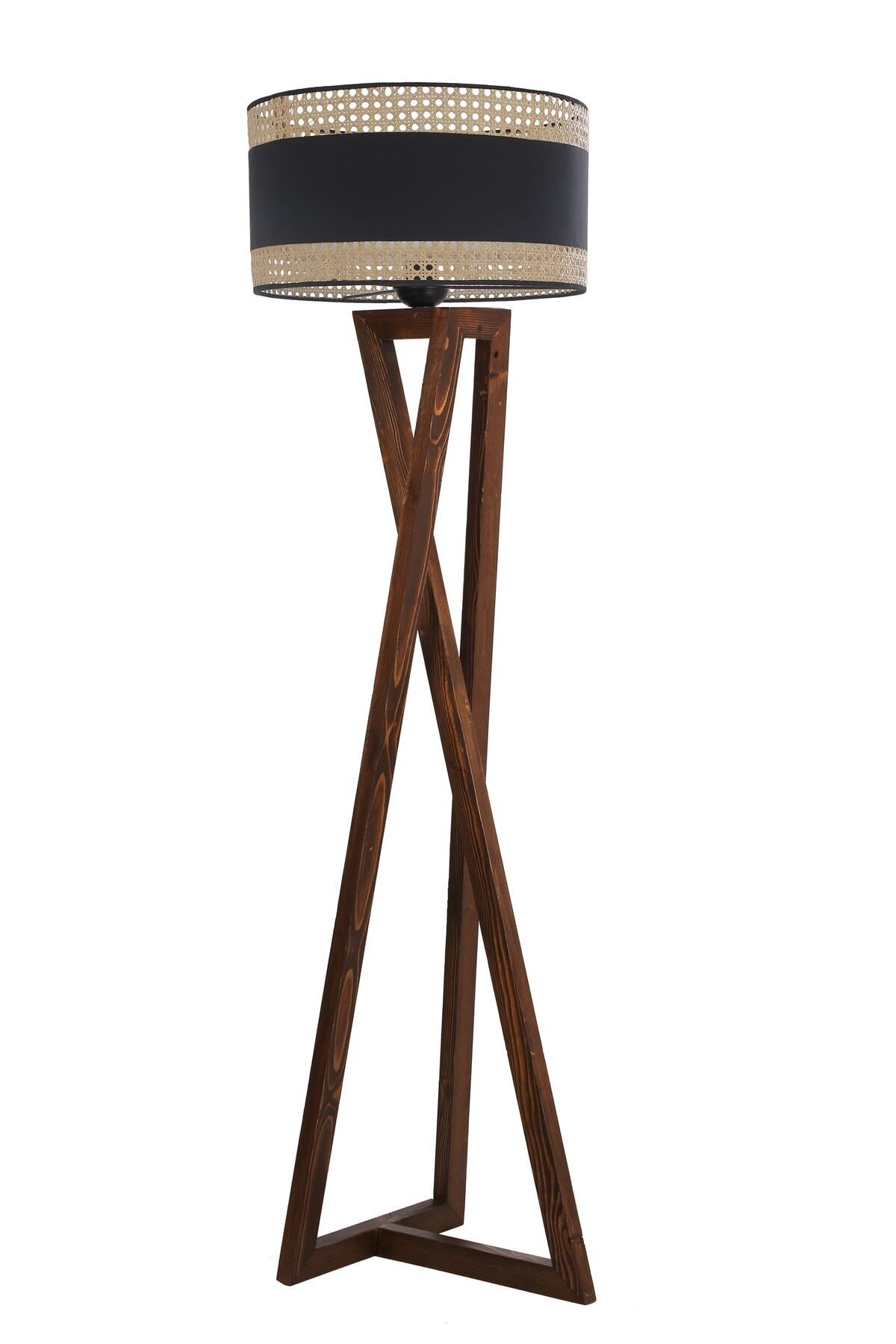 Lumexx Hiper Maçka Ceviz Lambader Silindir 03 Rattan Abajurlu 8636-1