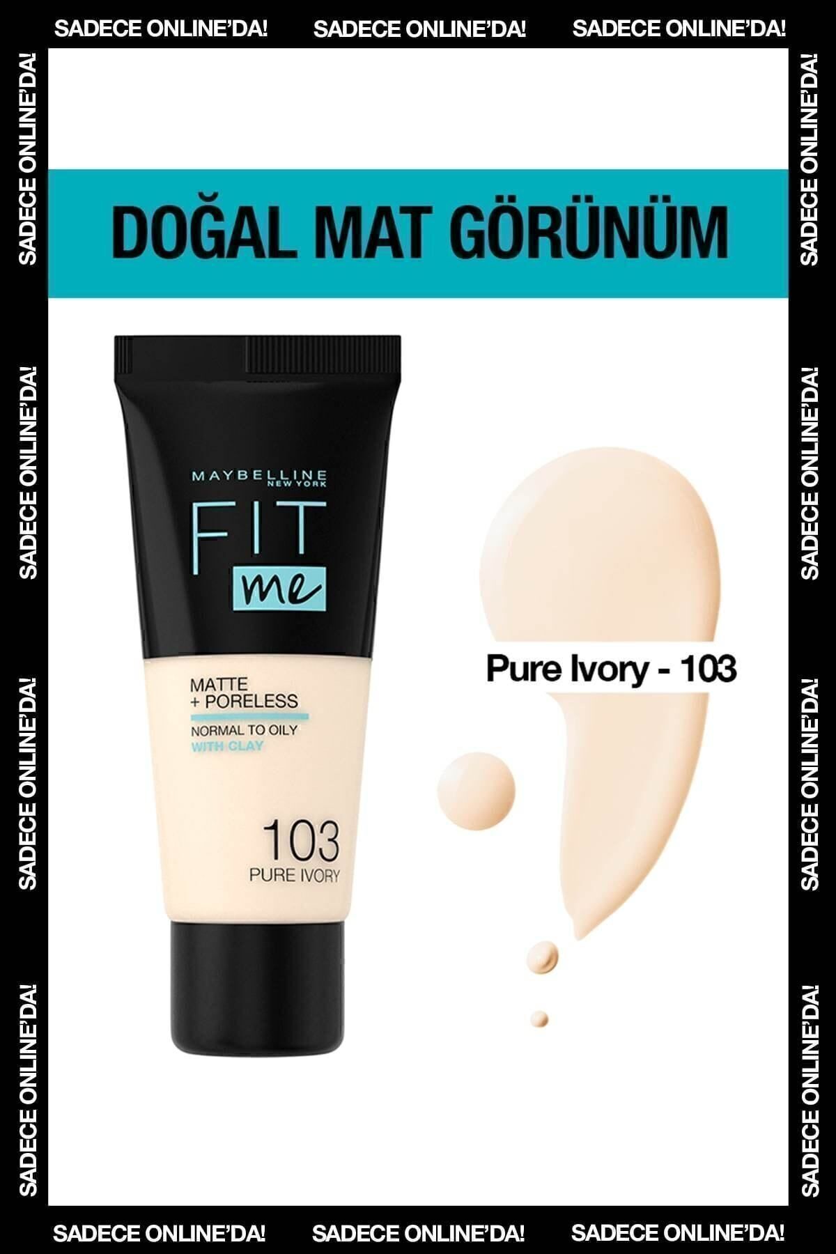 Maybelline New York Mat Fondöten - Fit Me Matte + Poreless Foundation 103 Pure Ivory 3600531544782