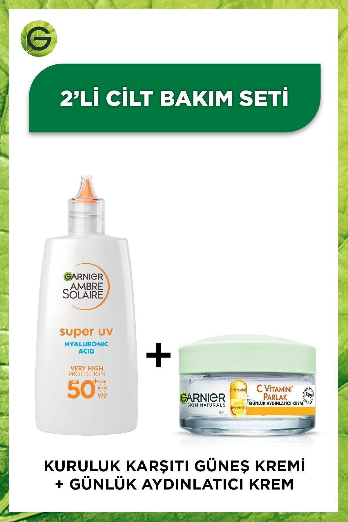 Garnier Ambre Solaire Hyaluronik Asit Güneş Koruyucu Yüz Krem + C Vitamin Aydınlatıcı Krem