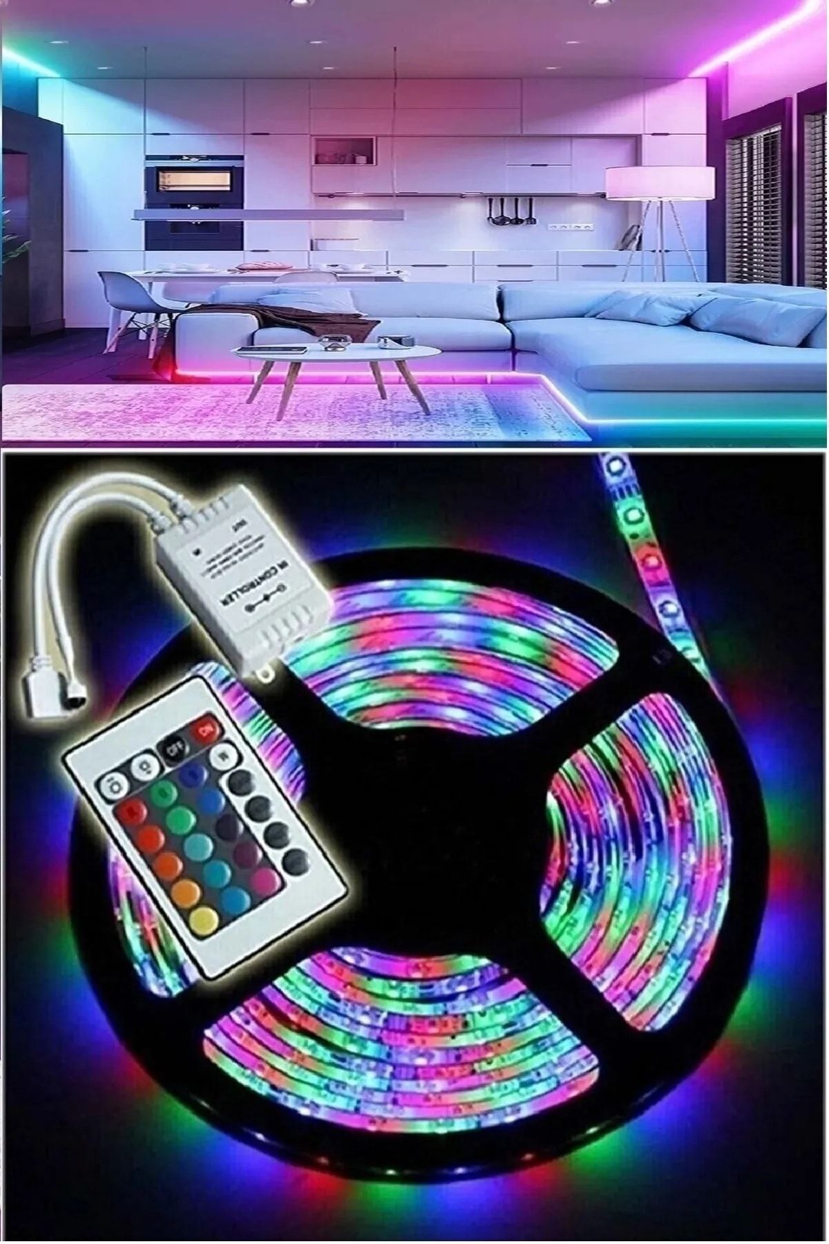 Onetick 5 Metre Animasyonlu Tak Çalıştır Kumandalı Parti Şerit Led RGB