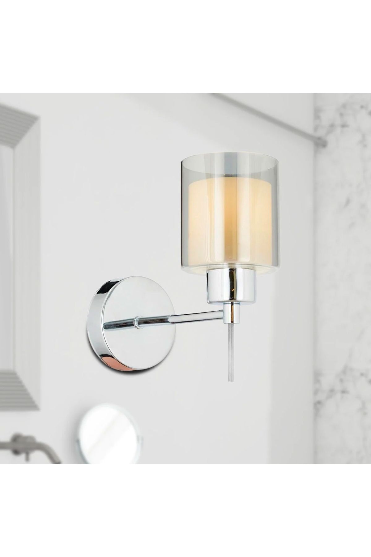 Apliqa Goldie Krom Kaplama Duvar Lambası Yatak Odası-Yatak Başı-Banyo İçin Modern AplikLİK