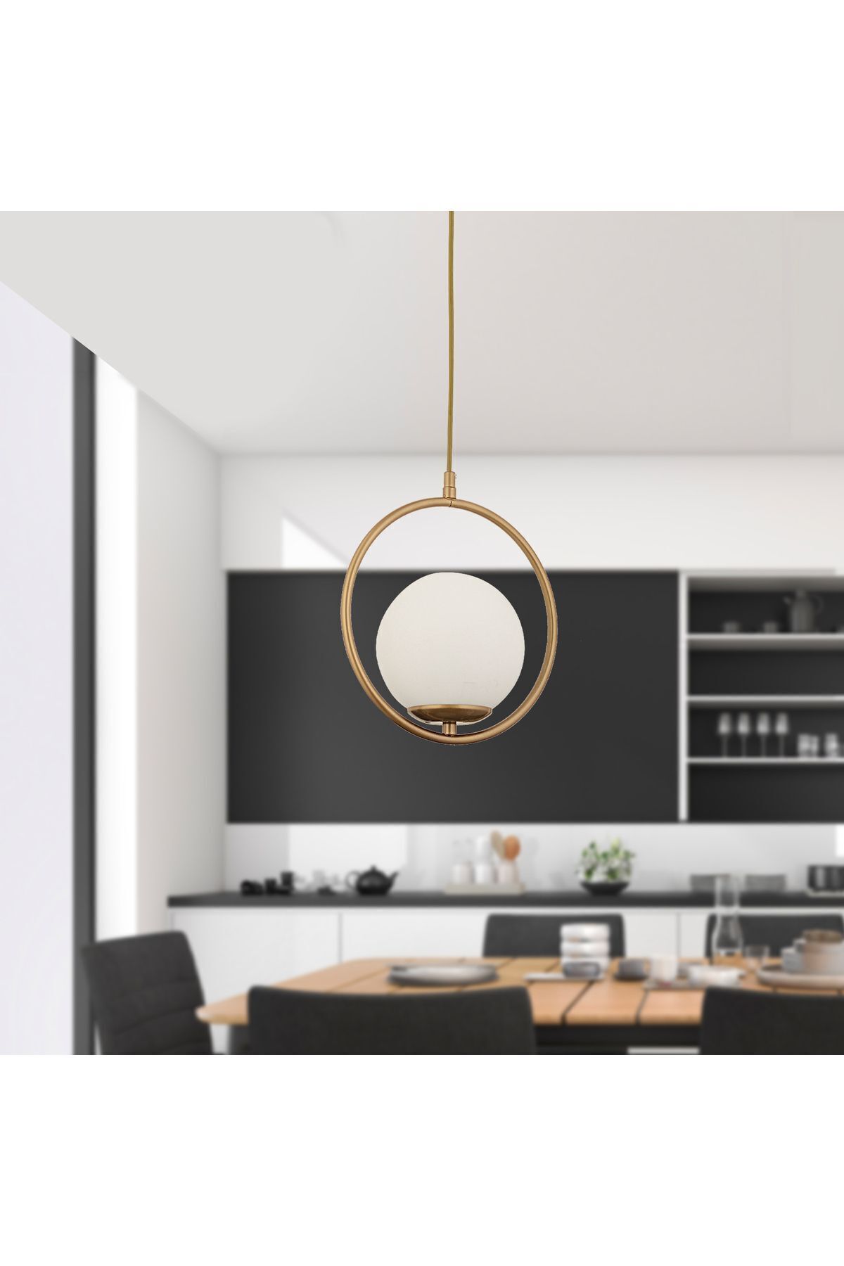 Apliqa Luis Tekli Eskitme Sarkıt Beyaz Camlı Modern Sarkıt Mutfak Salon Sarkıt Avize