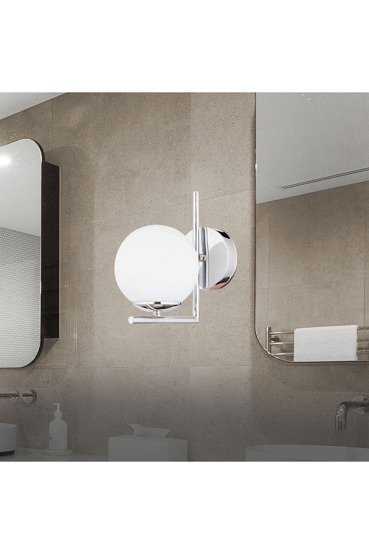 Apliqa Sara Krom Kaplama Duvar Lambası Yatak Odası-Yatak Başı-Banyo İçin Modern Aplik