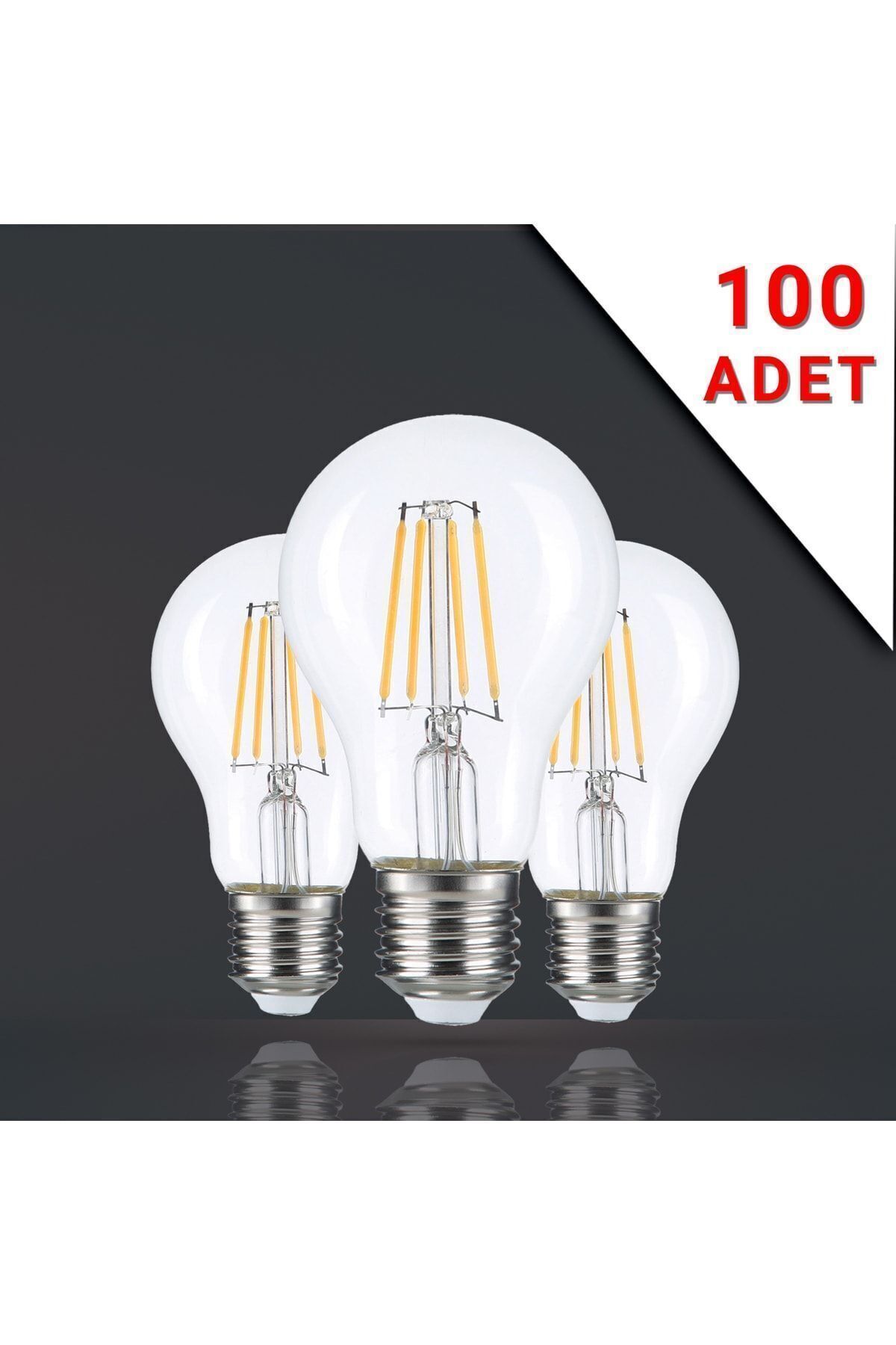 Apliqa 100 Adet Led Filamanlı E27 Rustik Ampul 6 Watt 3000k Gün Işığı A60