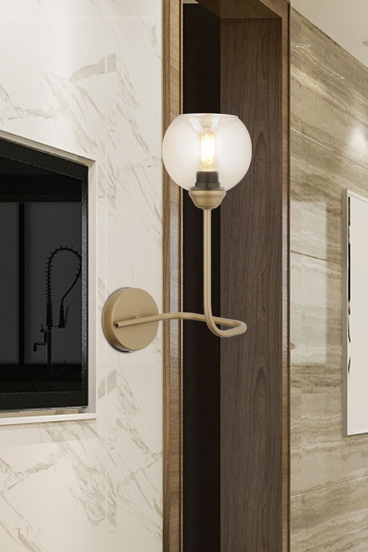 Apliqa Jimmy Tekli Eskitme Bal Camlı Modern Yatak Başı Salon Aplik