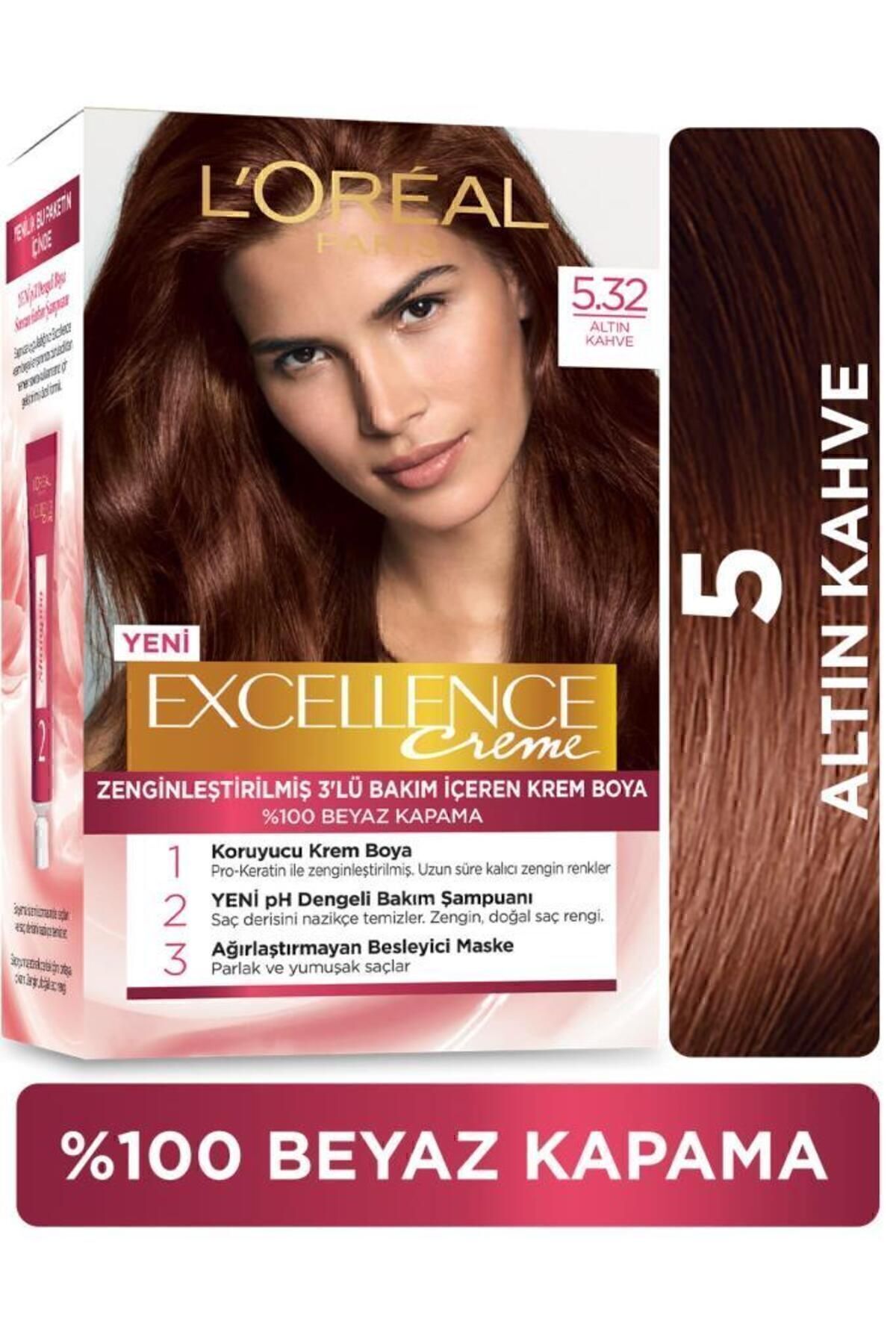 L'Oreal Paris L'Oréal Paris Excellence Creme Saç Boyası - 5.32 Altın Kahve