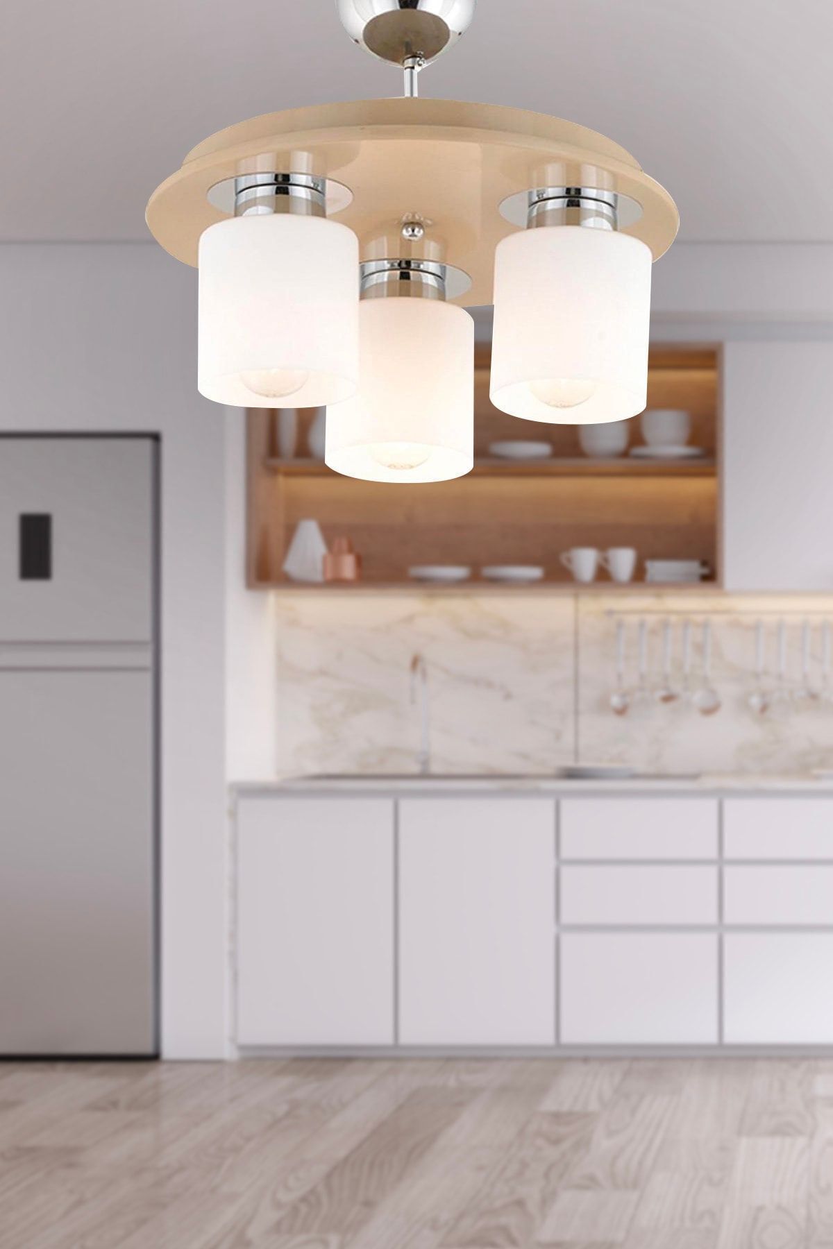 Apliqa Atlas 3 Lü Yuvarlak Kahve Modern Genç Odası Mutfak- Banyo Mutfak Salon Spot Avize