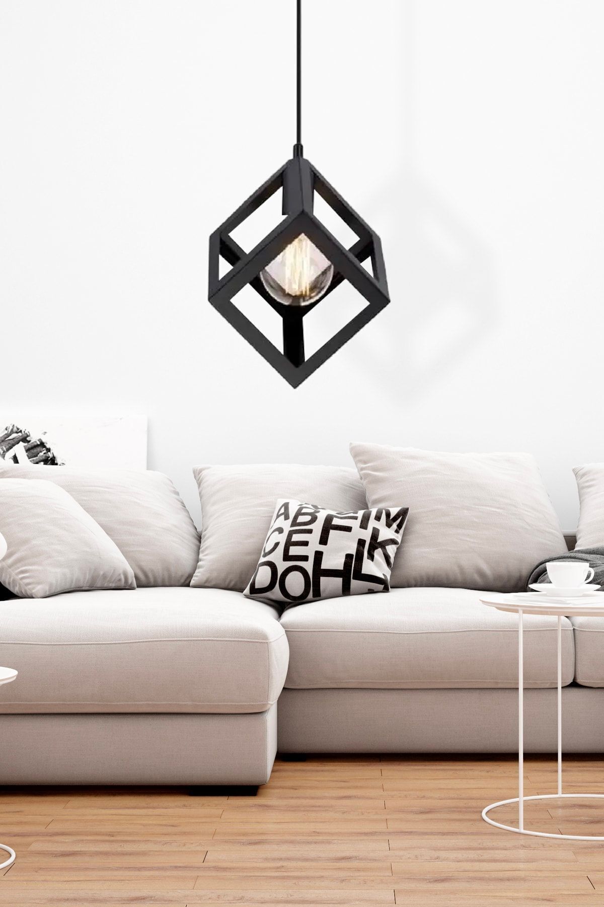 Apliqa Cup Tekli Sarkıt Siyah Modern Retro Sarkıt Mutfak Salon Sarkıt Avize