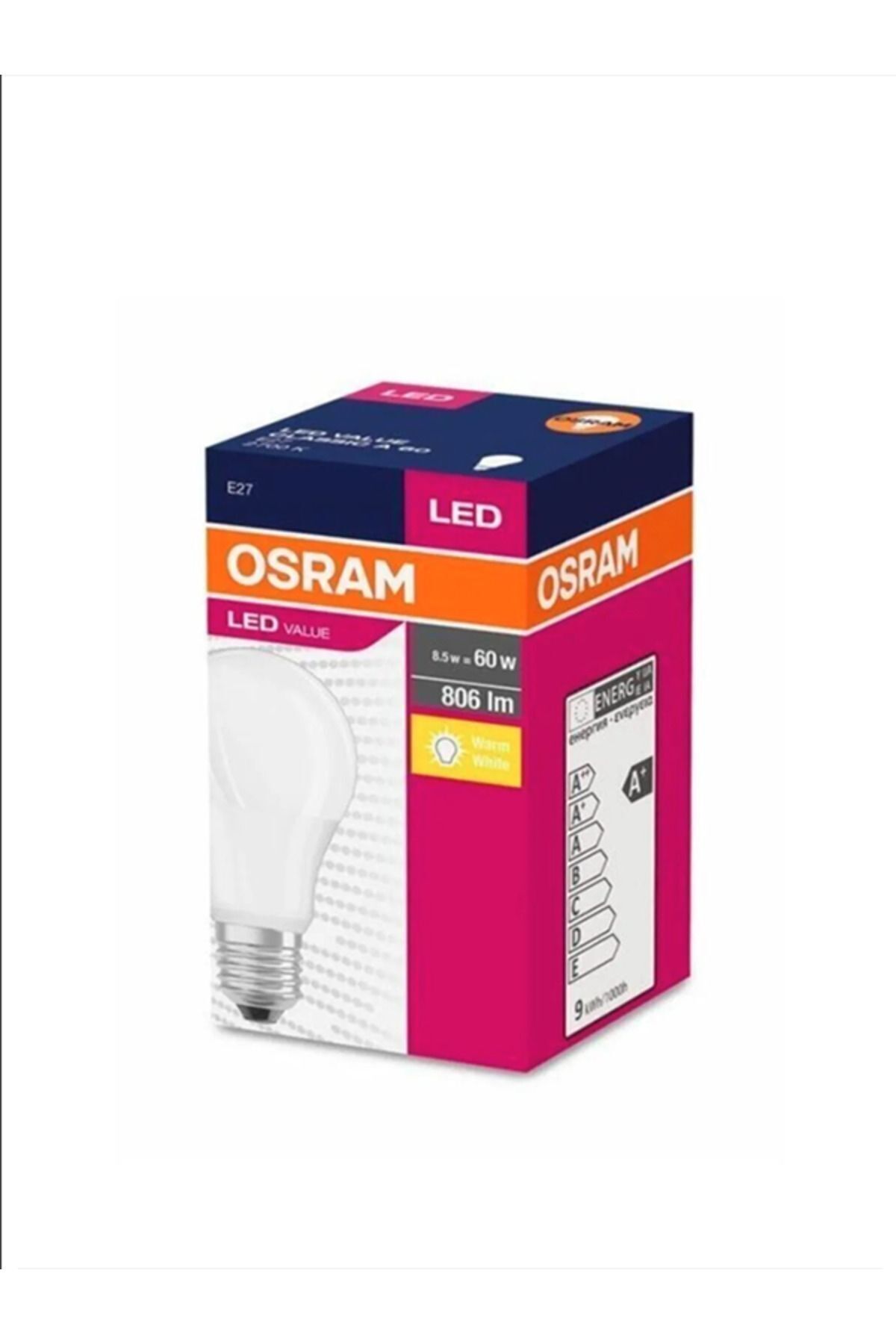 Osram Ledvance Value Cla Ampul 2700 E27 8,5w(60W) Sarı Işık