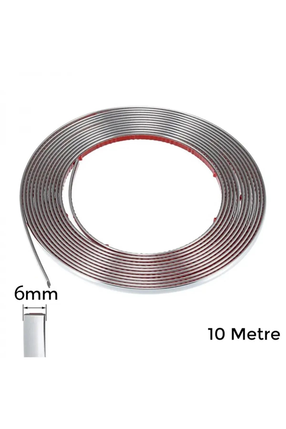 Genel Markalar Yapışkanlı Nikelaj Şerit Bant Çıta 6mm 10 Metre Krom