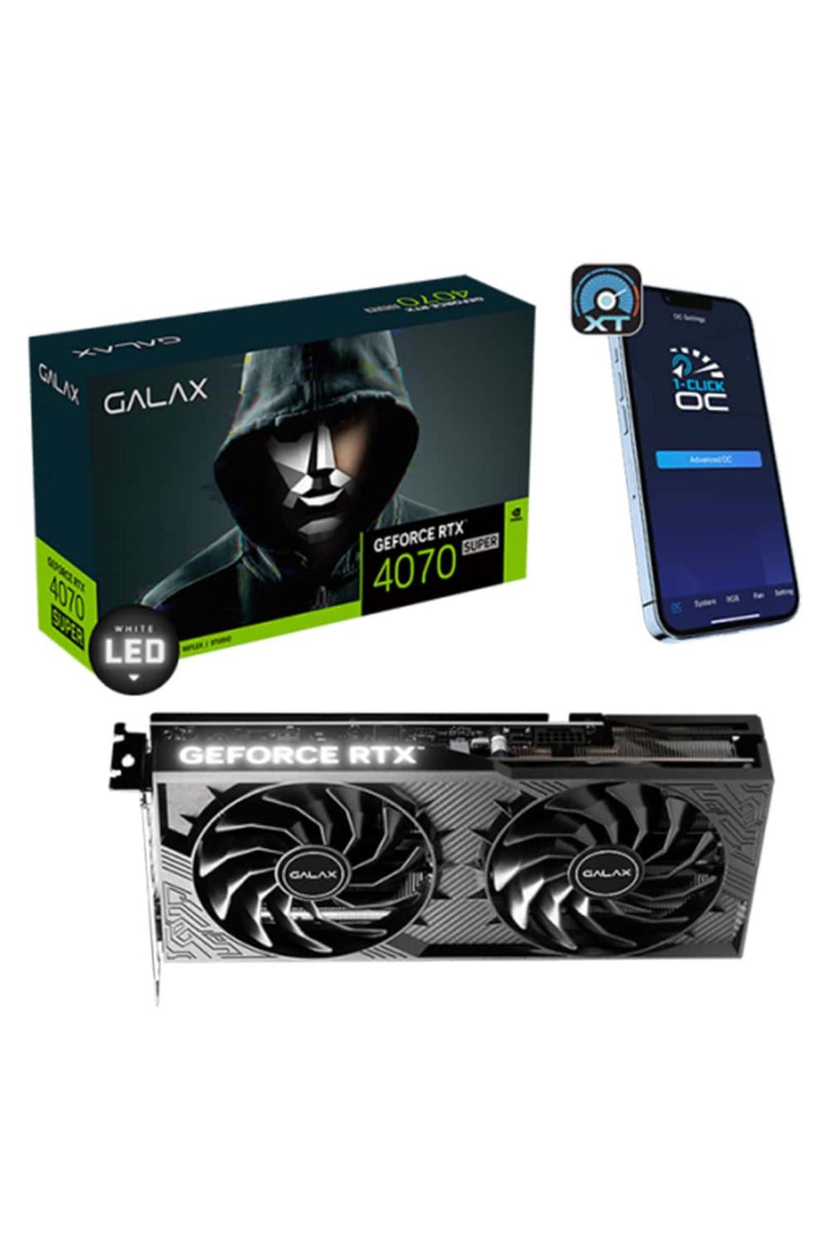 GALAX GeForce RTX 4070 SUPER 1-Click OC 2X V2 12GB GDDR6X 192 Bit DLSS 3 Ekran Kartı (47SOM7MDABCD)