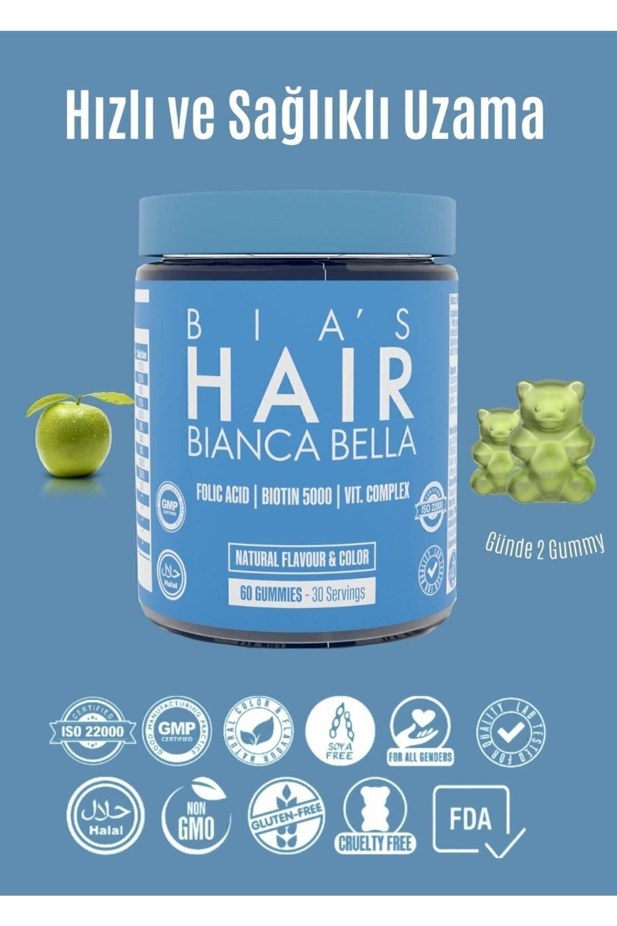 Bianca Bella Bia's Hair Gummy Saç Vitamini 60 Adet