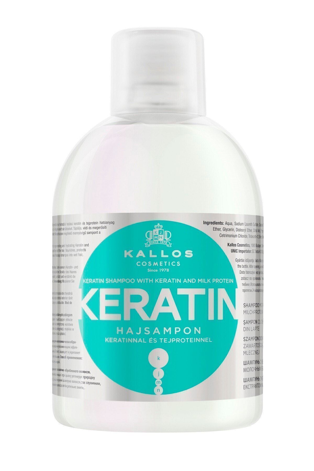 Kallos Cosmetics Keratinli Ve Süt Proteinli Keratin 1000ml Şampuan Kuru, Hasarlı, Kimyasal Işlem Görmüş Saçlara