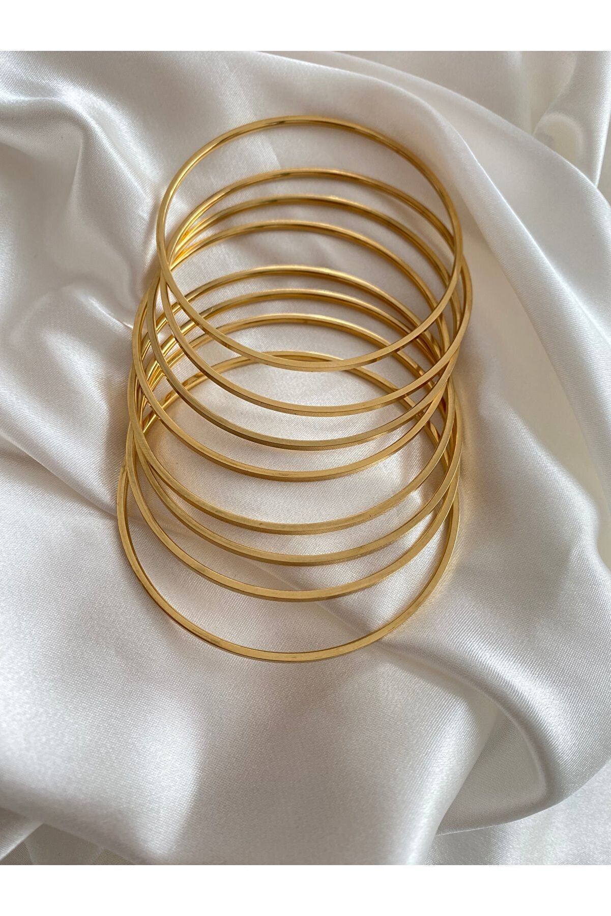 Çelik Lydiamtaki Düz Ajda Bileklik 4lü 60 22cm - Elegant Steel Bracelet