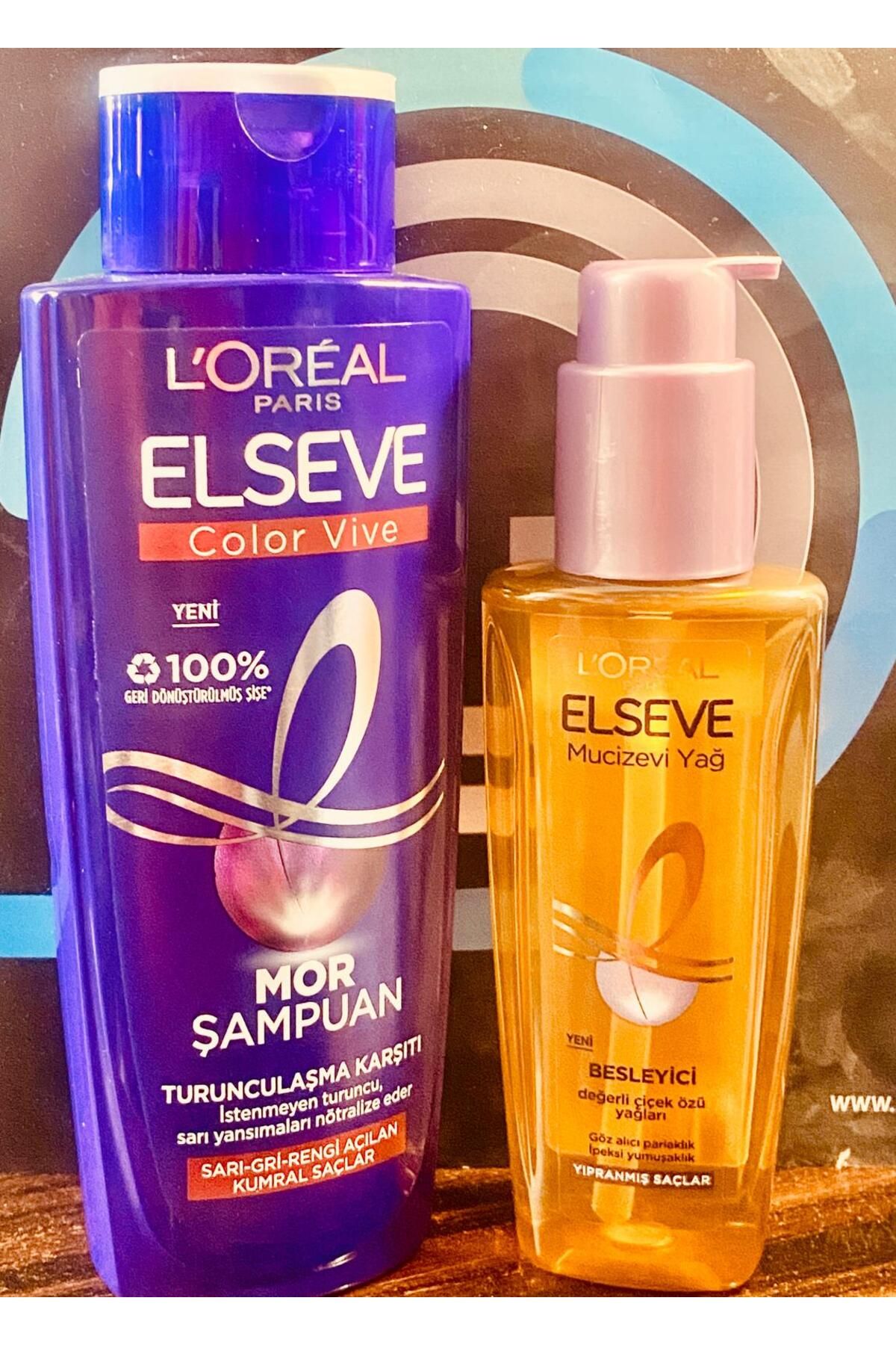 Elseve 1 Adet Mor Şampuan Turunculaşma Karşıtı 200 ML + 1 Adet Saç Yağı Besleyici 100 ML