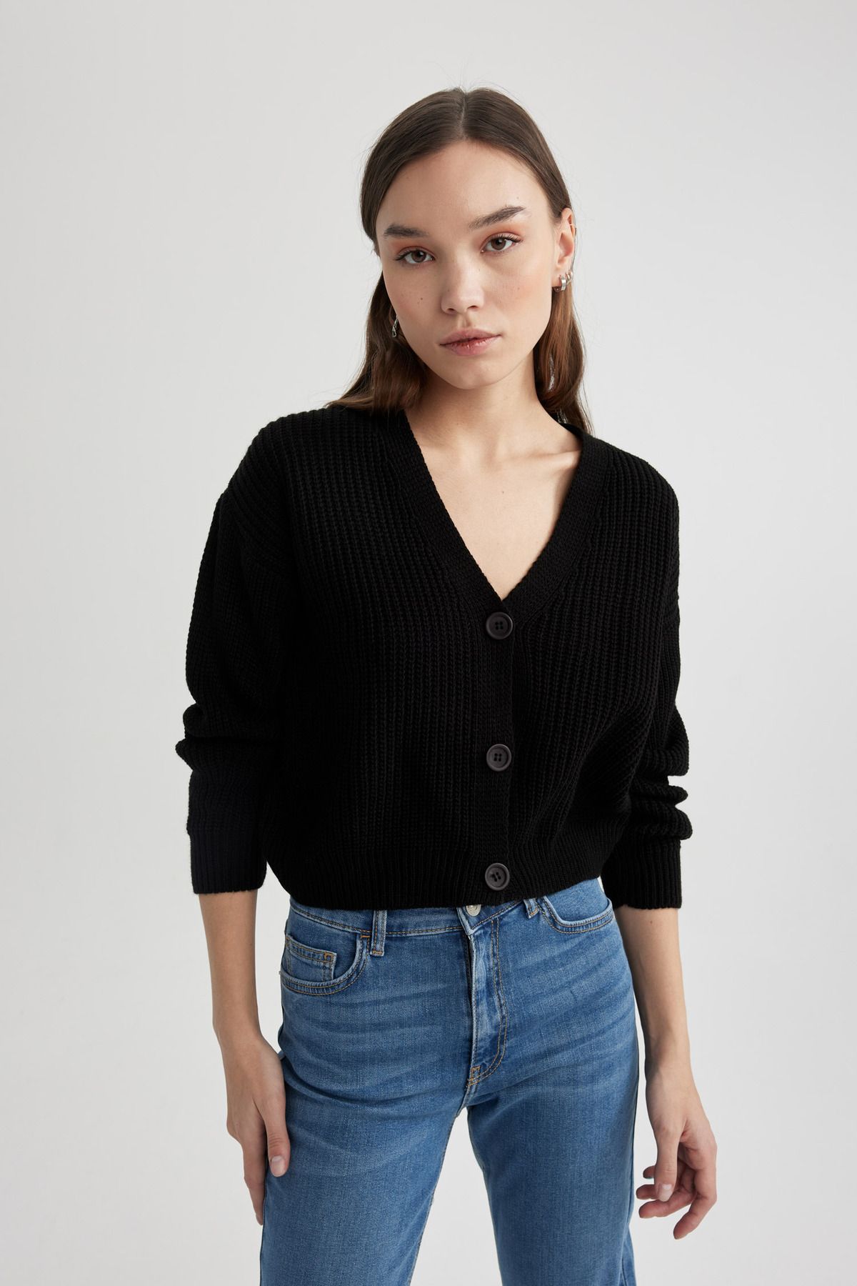 Defacto Regular Fit V Yaka Hırka