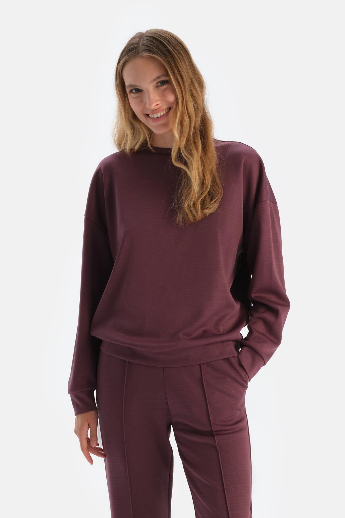 Dagi Mürdüm Basıc Modal Sweatshırt
