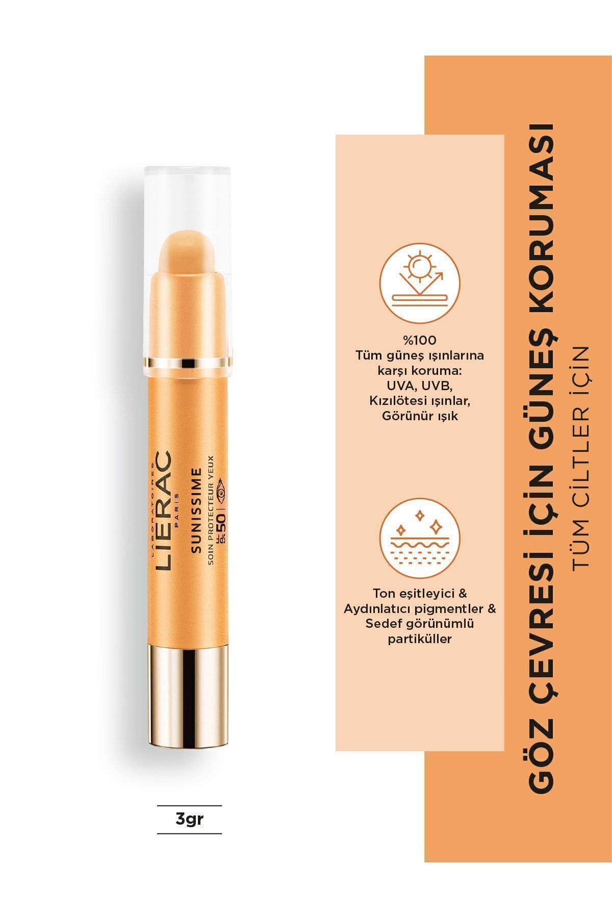 Lierac Sunissime Energizing Eye Stick SPF 50+ Göz Çevresi Global Enerji Veren Güneş Kremi