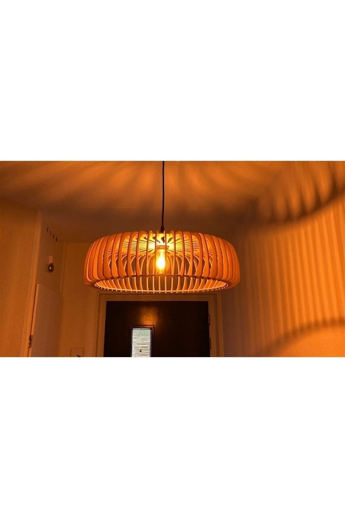 Ferisa Home Modern Ahşap Arven Avize Rustik Sarkıt Avize Salon Avizesi