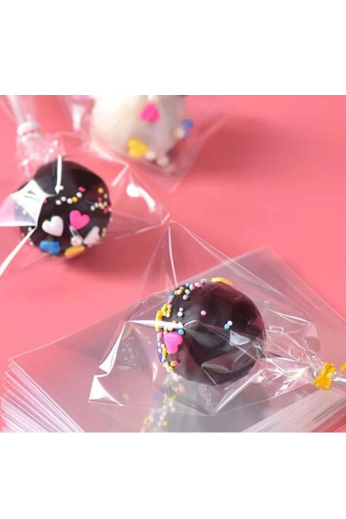 adin tasarım Kurabiye Poşeti 100lü Cakepops Poşeti Lolipop Şeker Poşeti 9x15 Cm Mısır Şeker Parti Sunum Poşeti