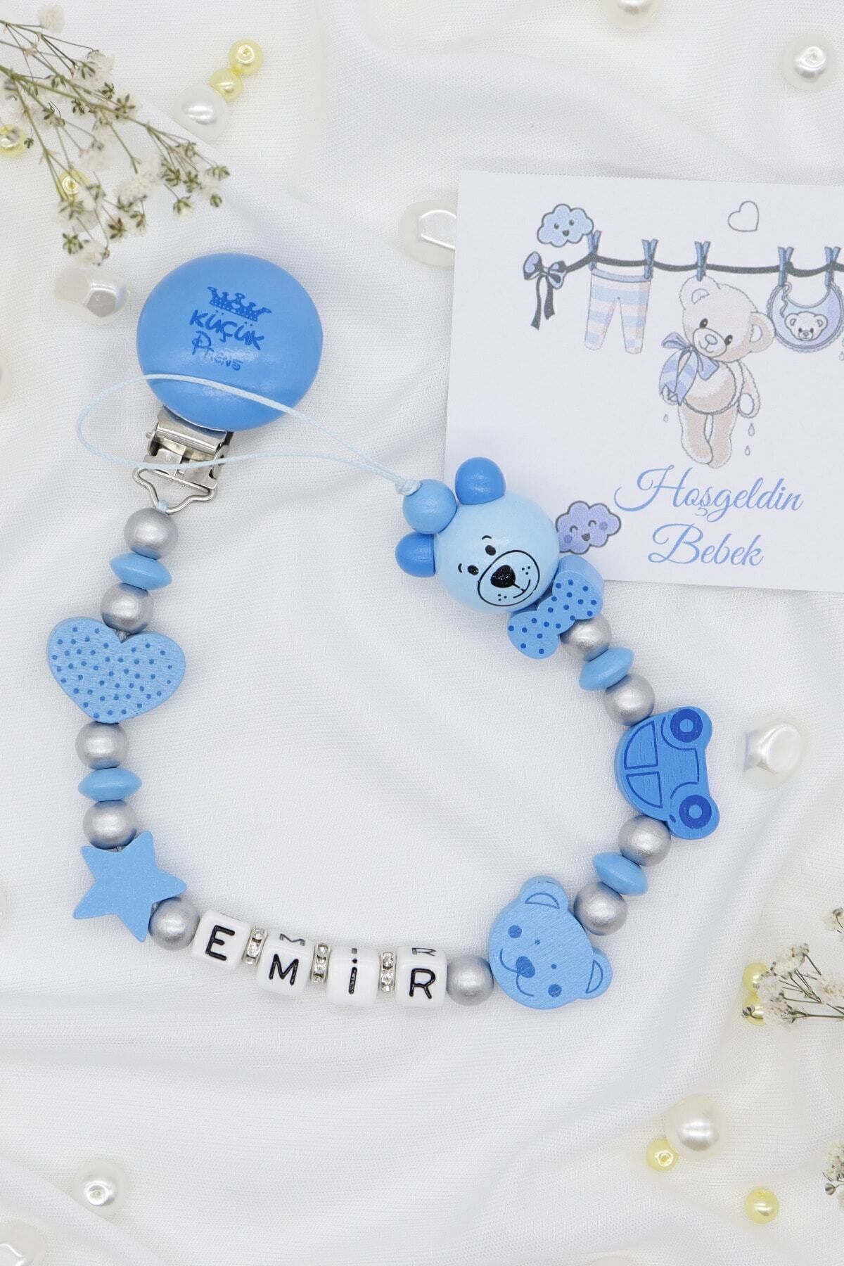lilamtasarım Isimli Emzik Zinciri - Emzik Askısı - Bebek Hediyesi Bez026