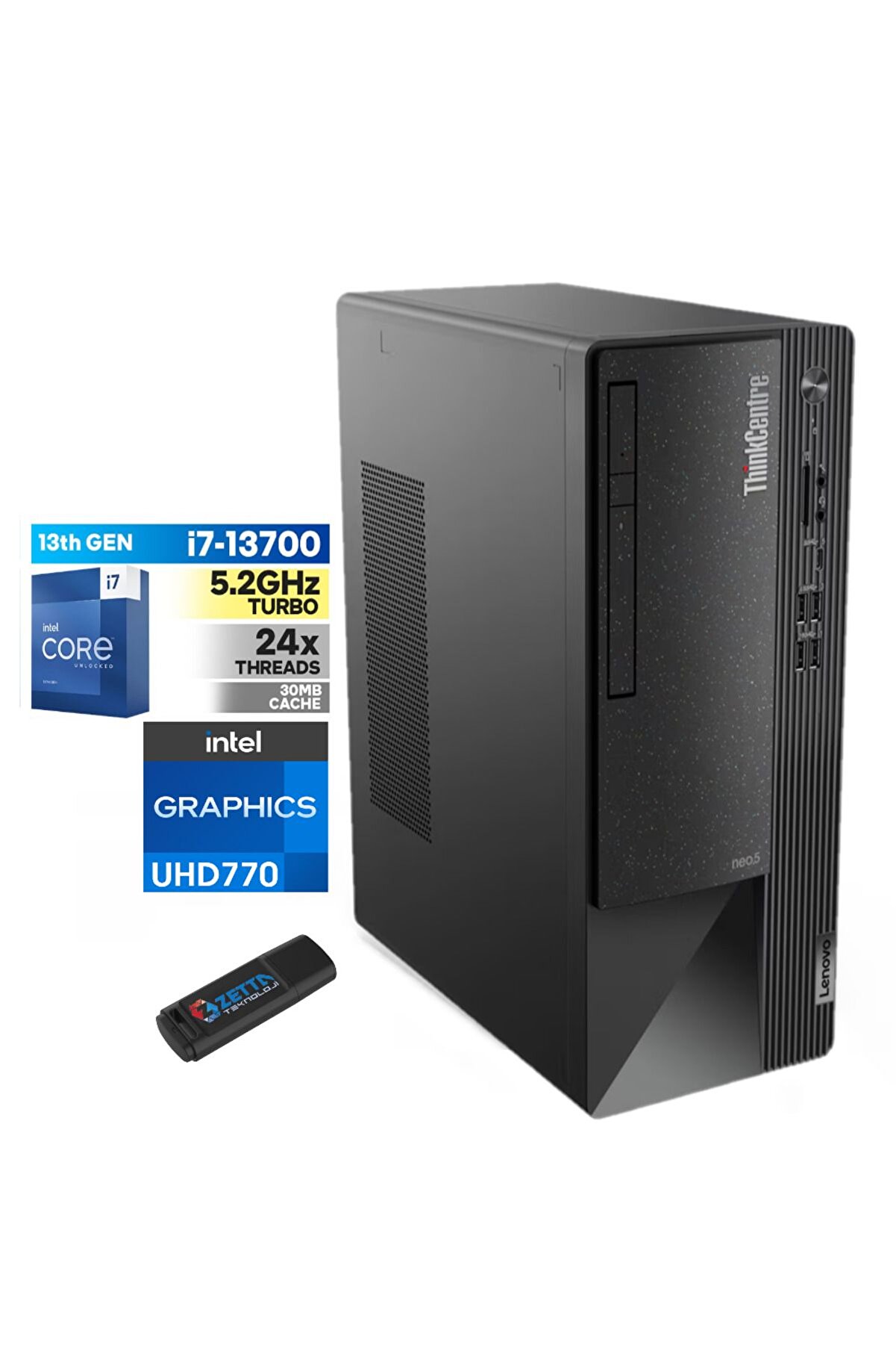 ThinkCentre neo 50T Gen4 İntel İ7 13700 8gb 512gb SSD WIN11Home 112JB005ATR2244Zettabellek