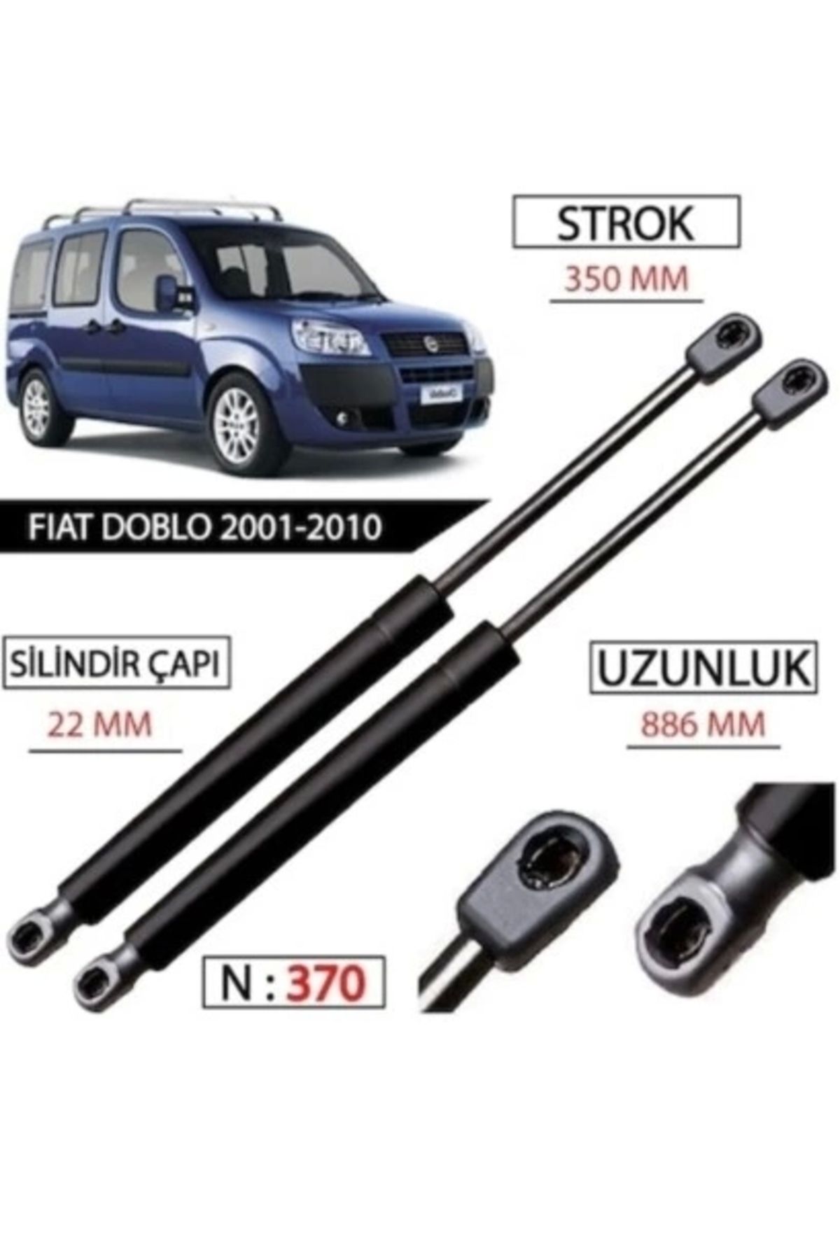 Kraftvoll Fiat Doblo Bagaj Amortisörü Takım Sağ Sol 2001-20009