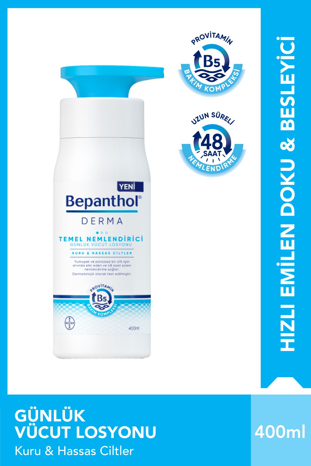 Bepanthol Derma Günlük Vücut Bakım Losyonu 400 ml-  Kuru ve Hassas Ciltler - Günlük Yoğun Nemlendirici