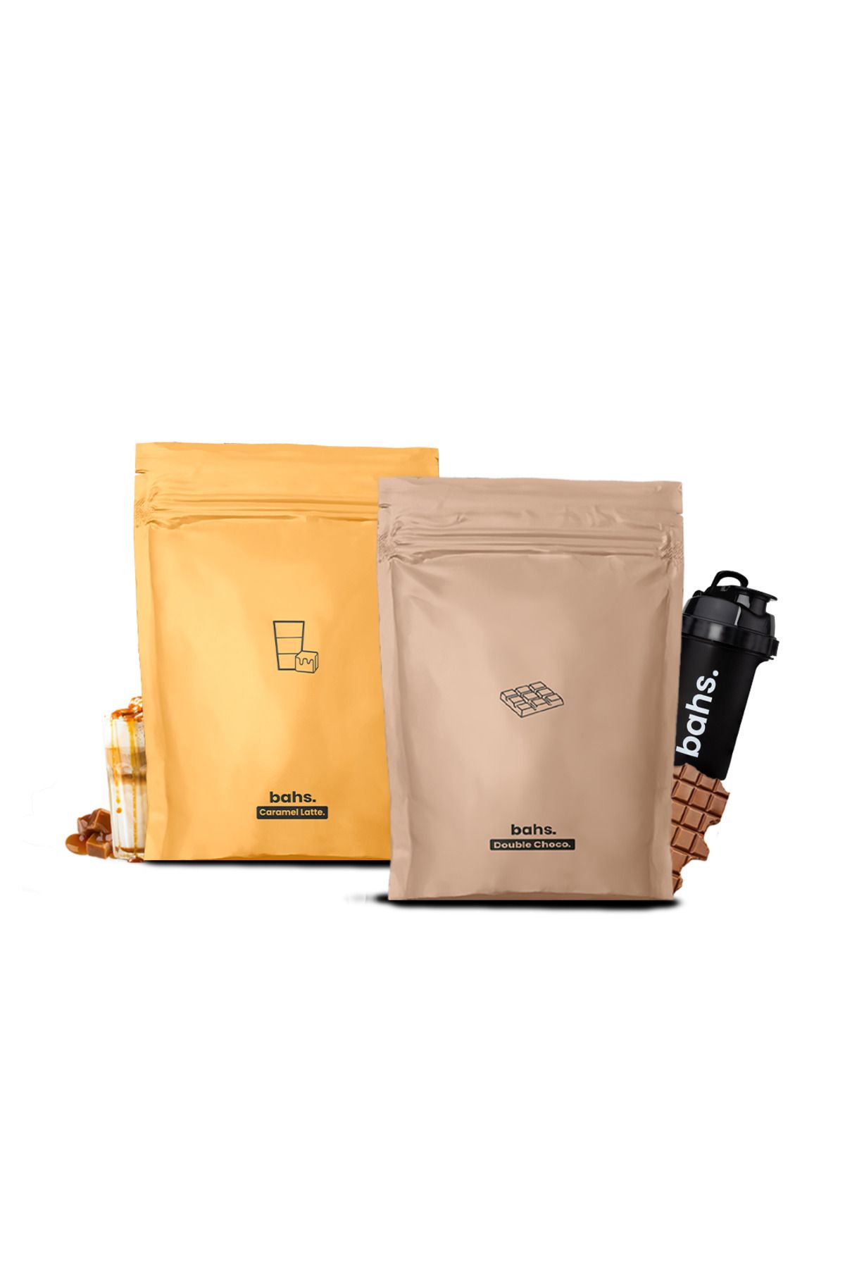 Bahs Proteinli Öğün Tozu | 1 Double Choco 1 Caramel Latte | 1 Shaker Hediye!