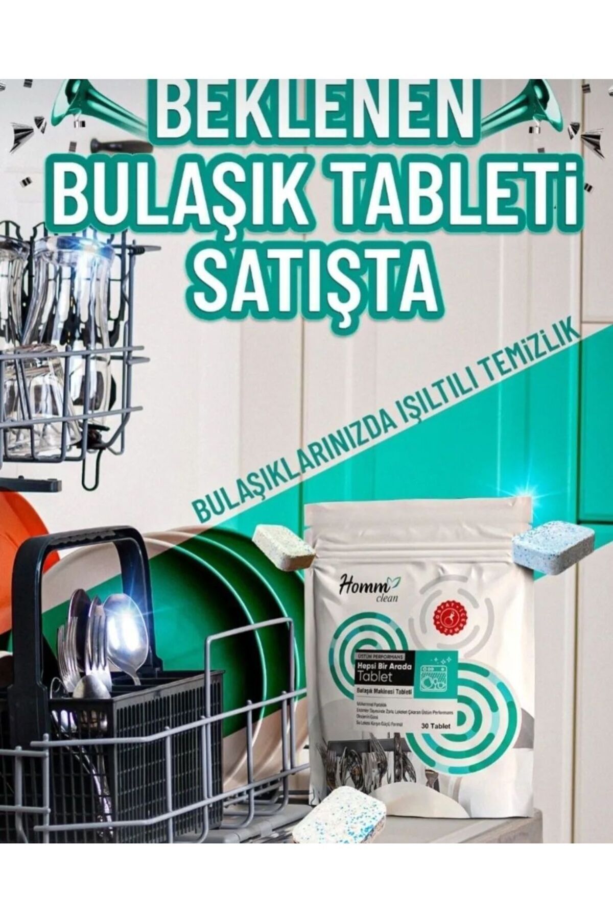 Homm Bitkisel "doğaya Dost Ve Etkili Temizlik: Bitkisel Yerli Bulaşık Makinesi Tableti (FOSFATSIZ)!"