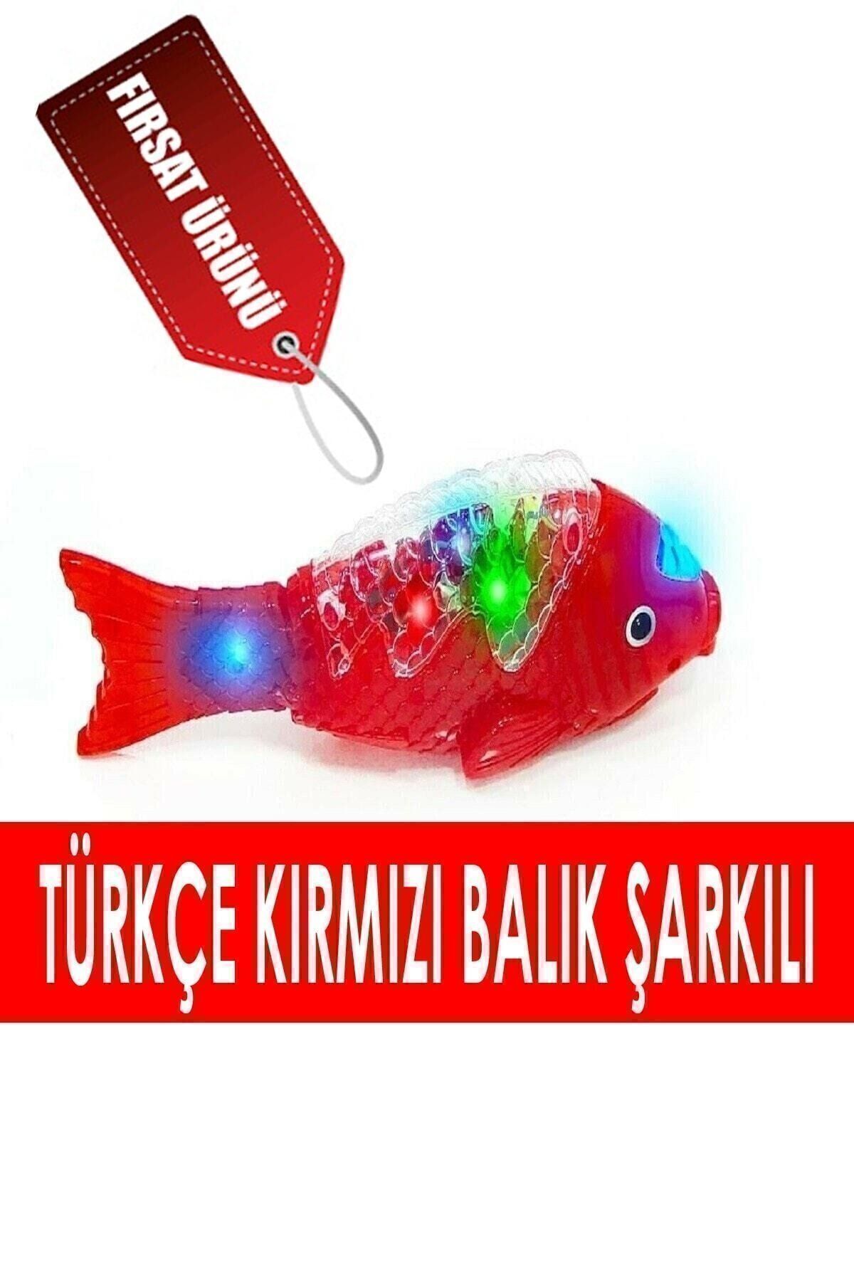 Genel Markalar Kırmızı Balık Müzikli Işıklı Sesli Yürüyen Balık 23 Cm Pilli Oyuncak Balık