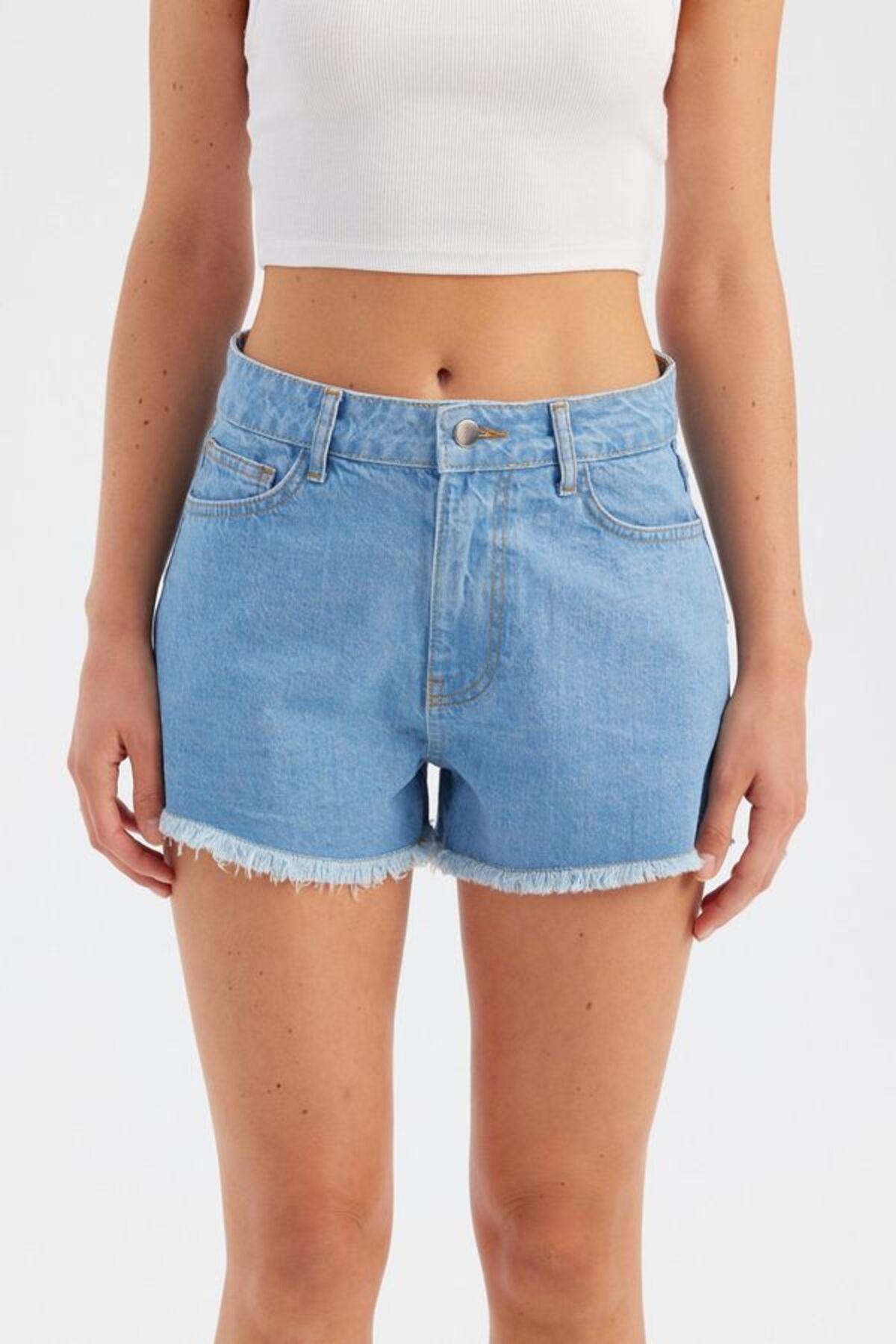 Hiccup Koyu Renk Yüksek Bel Denim Şort