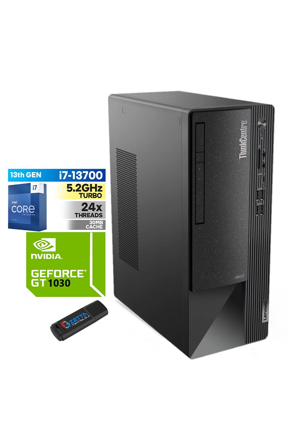 ThinkCentre neo 50T Gen4  İ7 13700 8GB 512gb SSD 4GB/GT1030 Freedos 212JB005ATR0296Zettabellek
