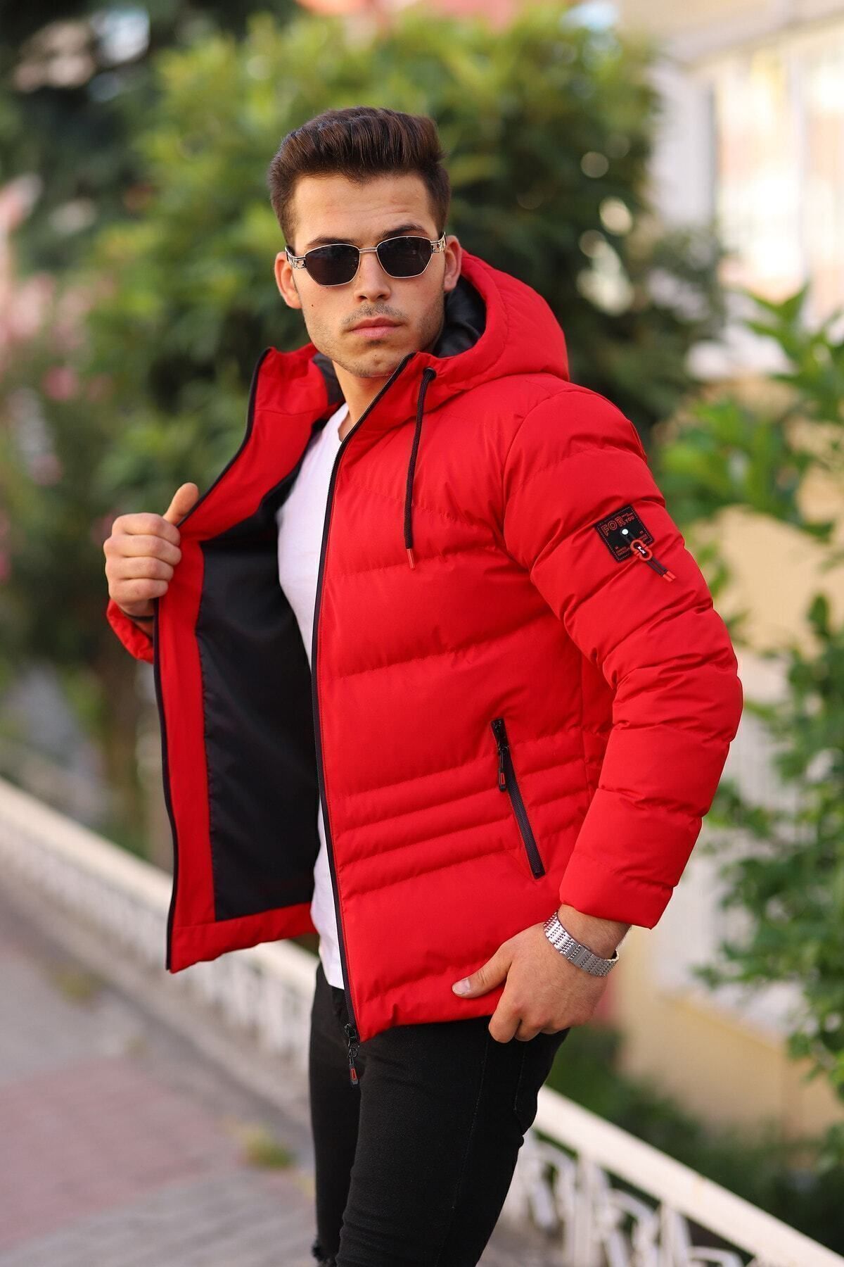 Boymen Su Ve Rüzgar Geçirmez Erkek Kapüsonlu Kışlık Mont Şişme Mont