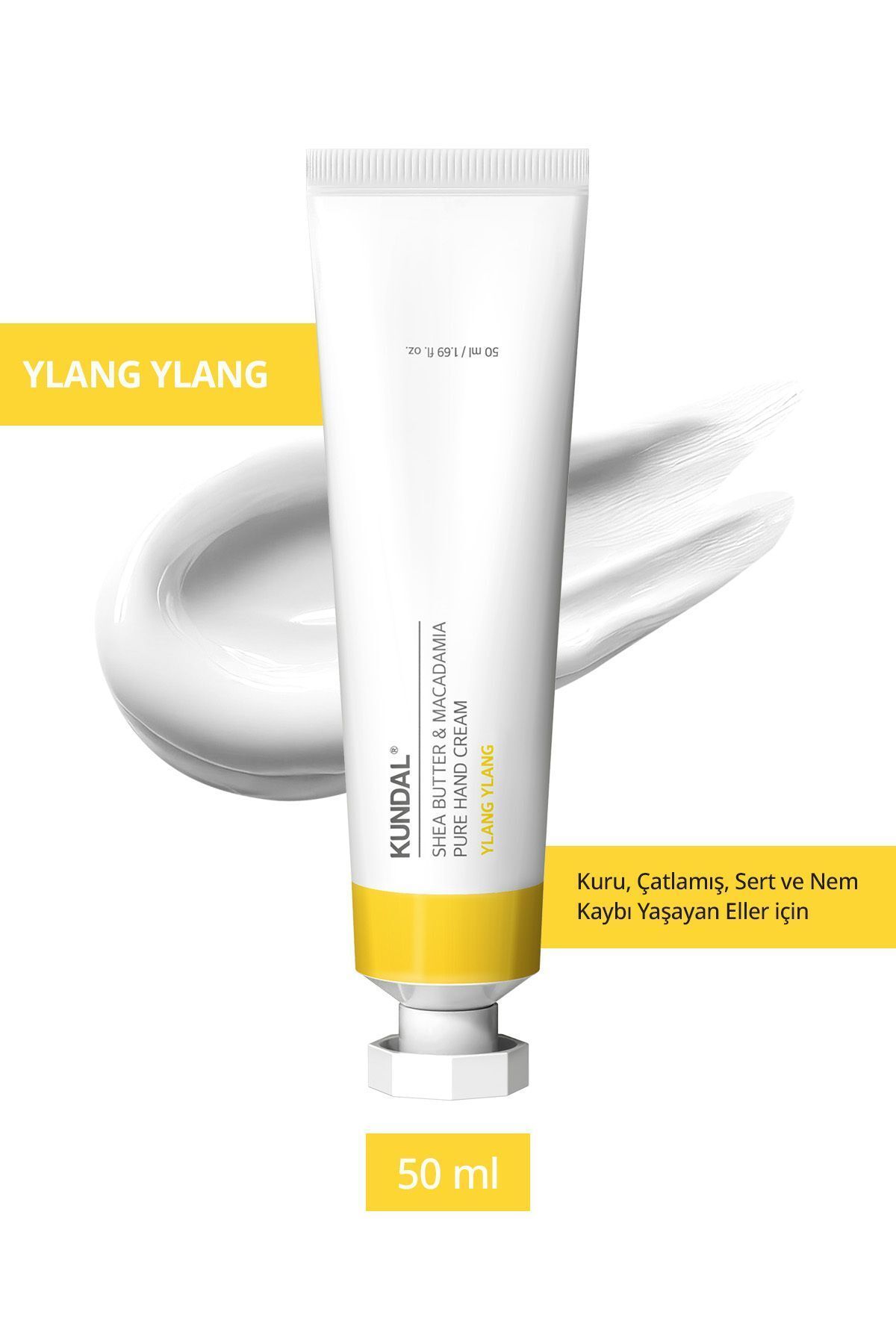 Kundal Yoğun Nem Veren Besleyici El Kremi Kundal Shea Butter & Macadamia Pure Hand Cream 50ml (Ylang Ylang)