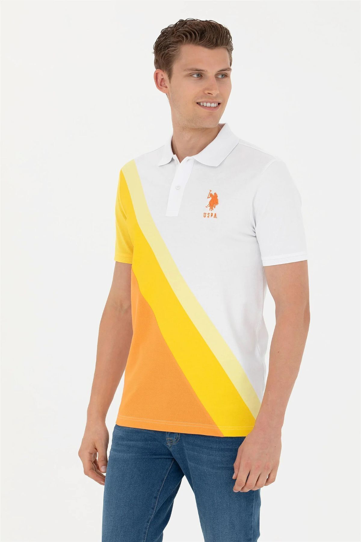 U.S. Polo Assn. U.S. Polo Renk Bloklu % 100 Pamuk Regular Fit Polo Yaka T Shirt Erkek POLO YAKA T SHİRT G081GL011157