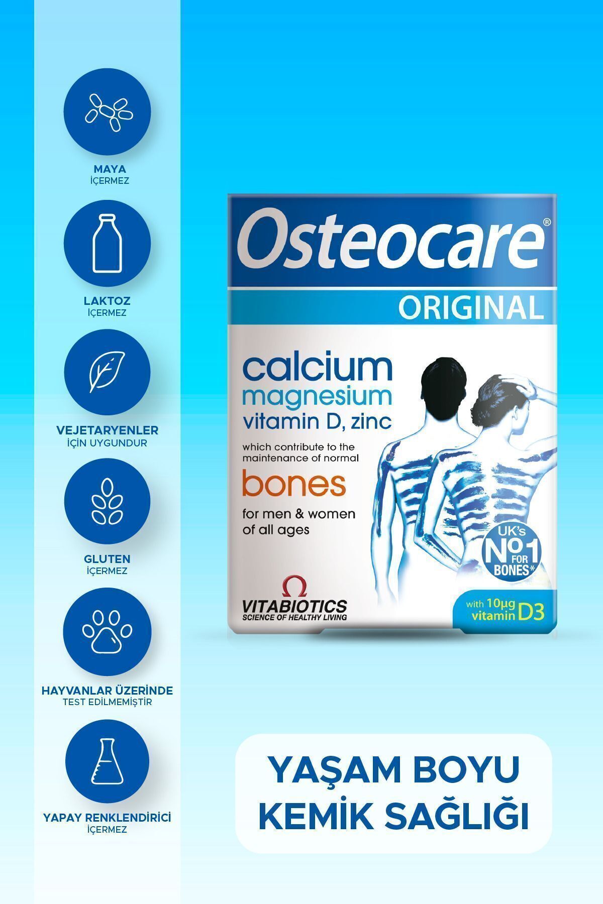 Osteocare Kalsiyum,Magnezyum, Çinko, D vitamini İçeren Kemik Sağlığı Vitamini 90 Tablet