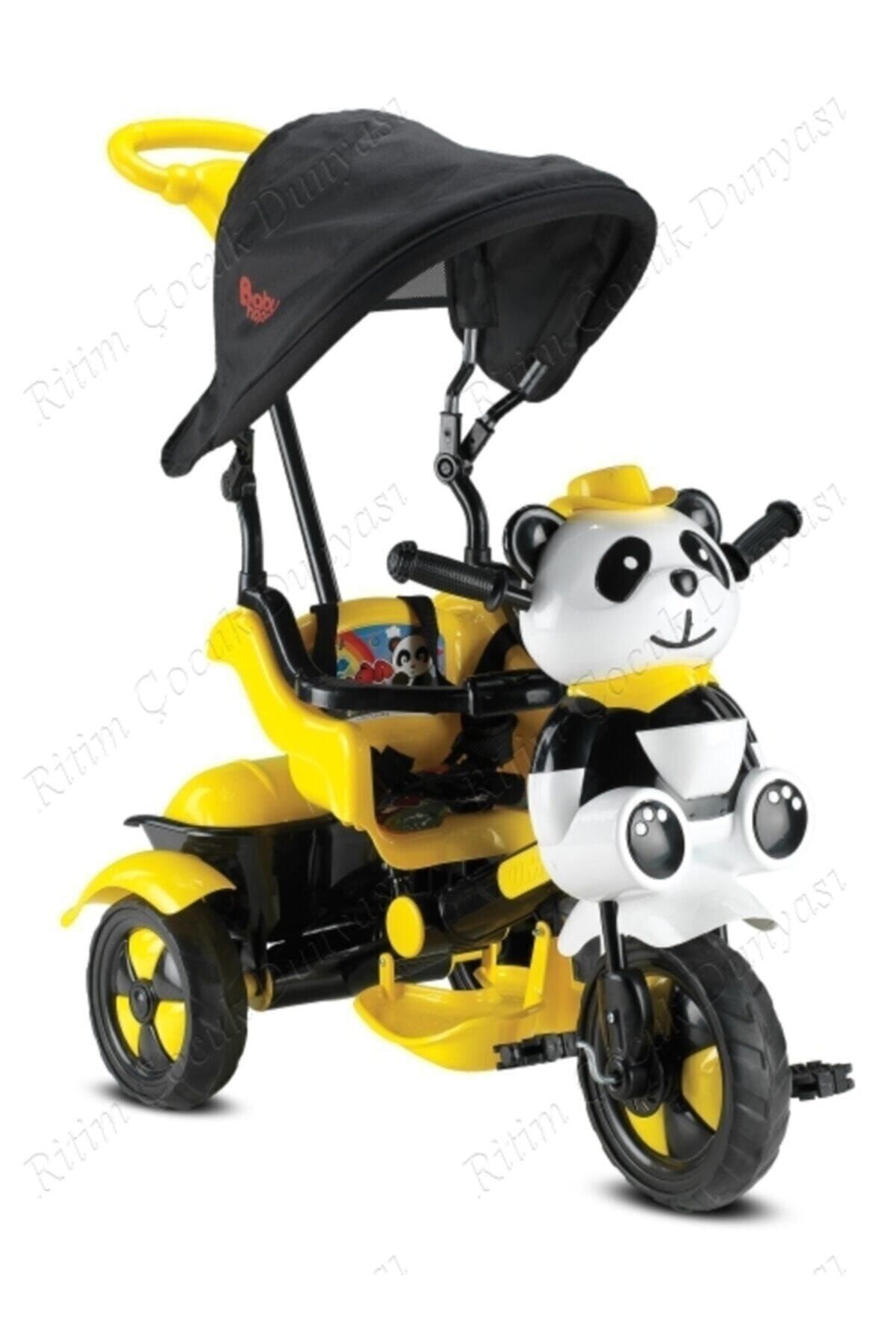 Babyhope Sarı Siyah Panda Üçteker 1-2-3-4 Yaş Arası Kontrollü Bebek Bisikleti 127