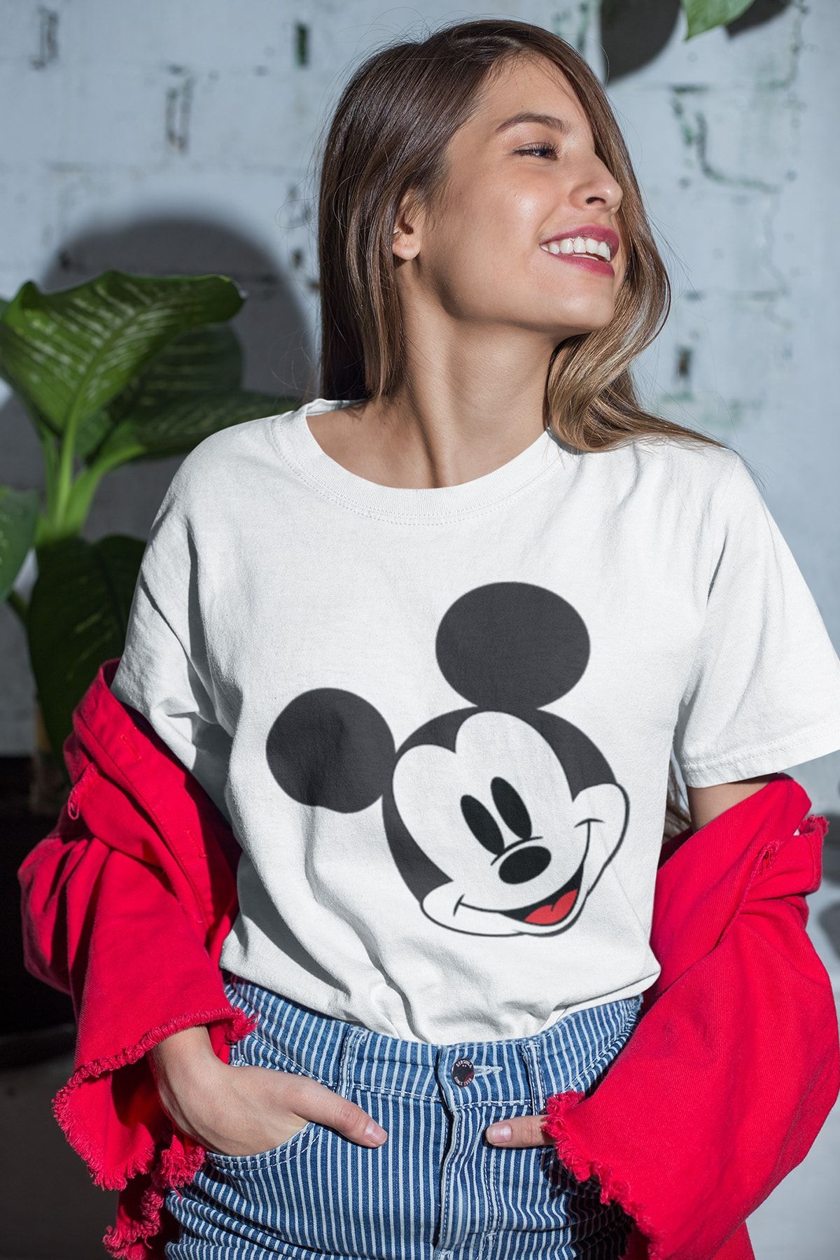 Genel Markalar Mickey Mouse Beyaz Outdoor Kadın Tshirt - Tişört