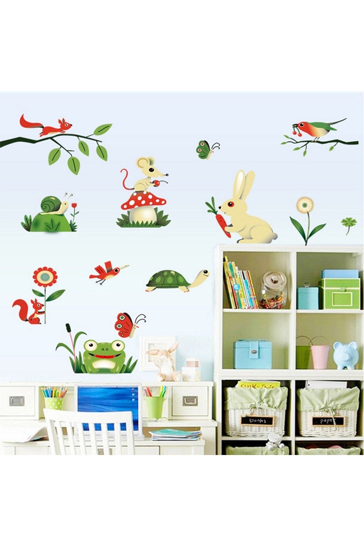 CRYSTAL KIDS Tavşan Kurbağa Sevimli Hayvanlar Çocuk Odası Dekoru Duvar Sticker