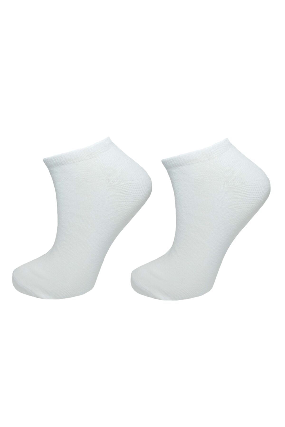 lara big socks 2'li Düz Beyaz Kadın Patik Çorap (36-40)