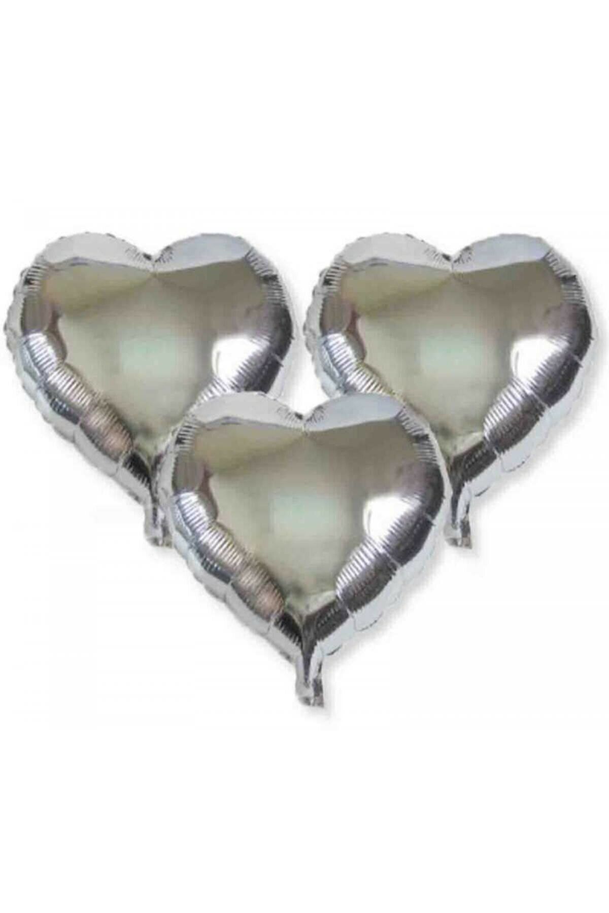 araget Gümüş Folyo Kalp Balon 12 Cm 10 Adet