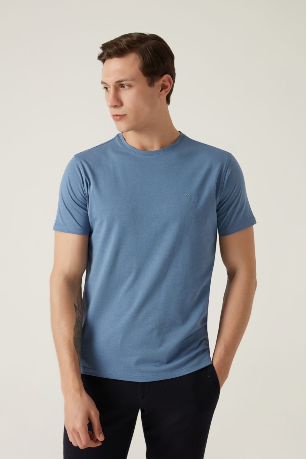 Damat Mavi %100 Pamuk T-shirt