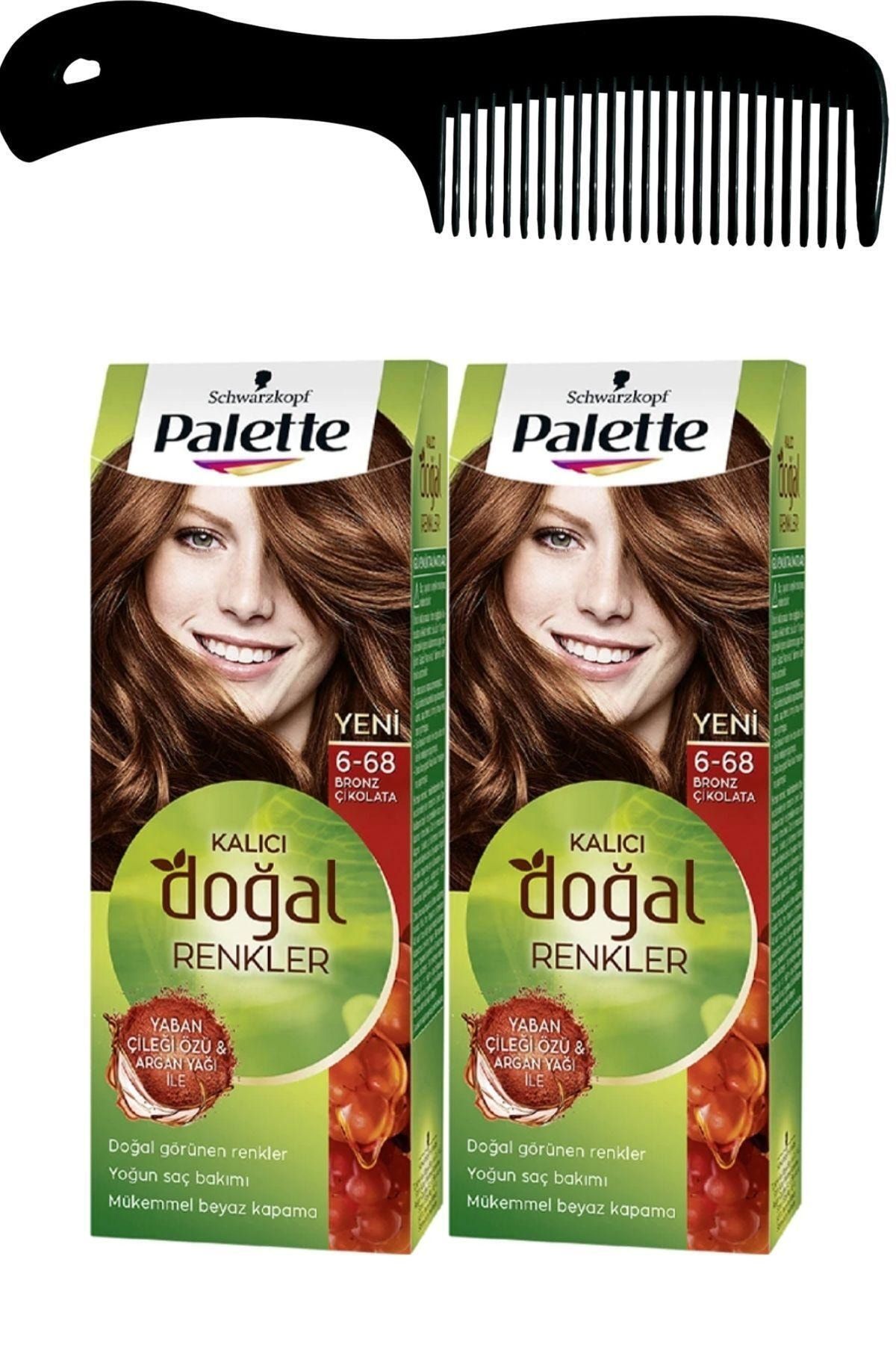 Palette Kalıcı Doğal Renkler Saç Boyası 6-68 Bronz Çikolata X 2 Adet + Saç Açıcı Tarak